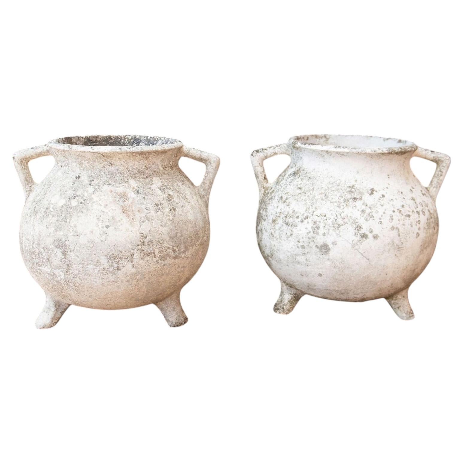 Willy Guhl Marmite Cauldron Planter, Mid-Century Concrete Design, pair