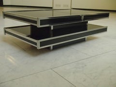 Midcentury Willy Rizzo Bar Table Black with Chrome Two Levels