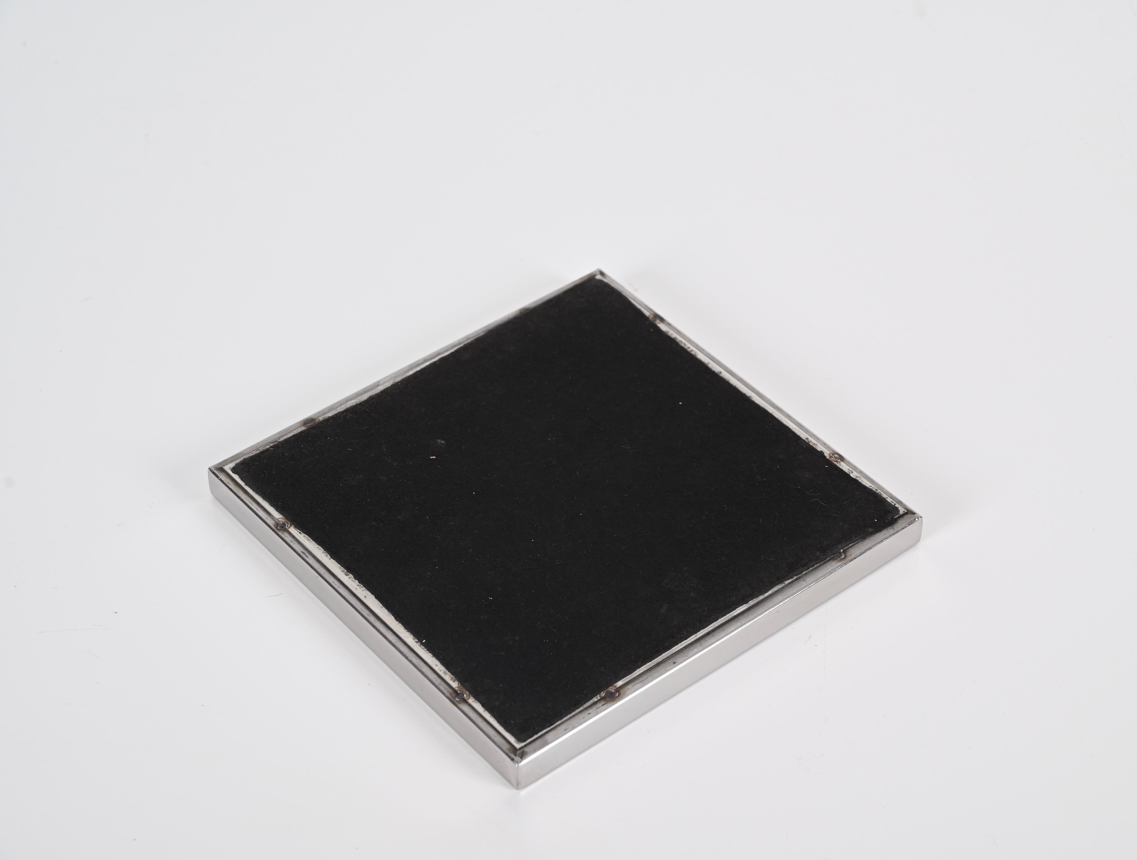 Vide-Poche de cromo y latón de mediados de siglo Willy Rizzo, Italia Años 70 en venta 7