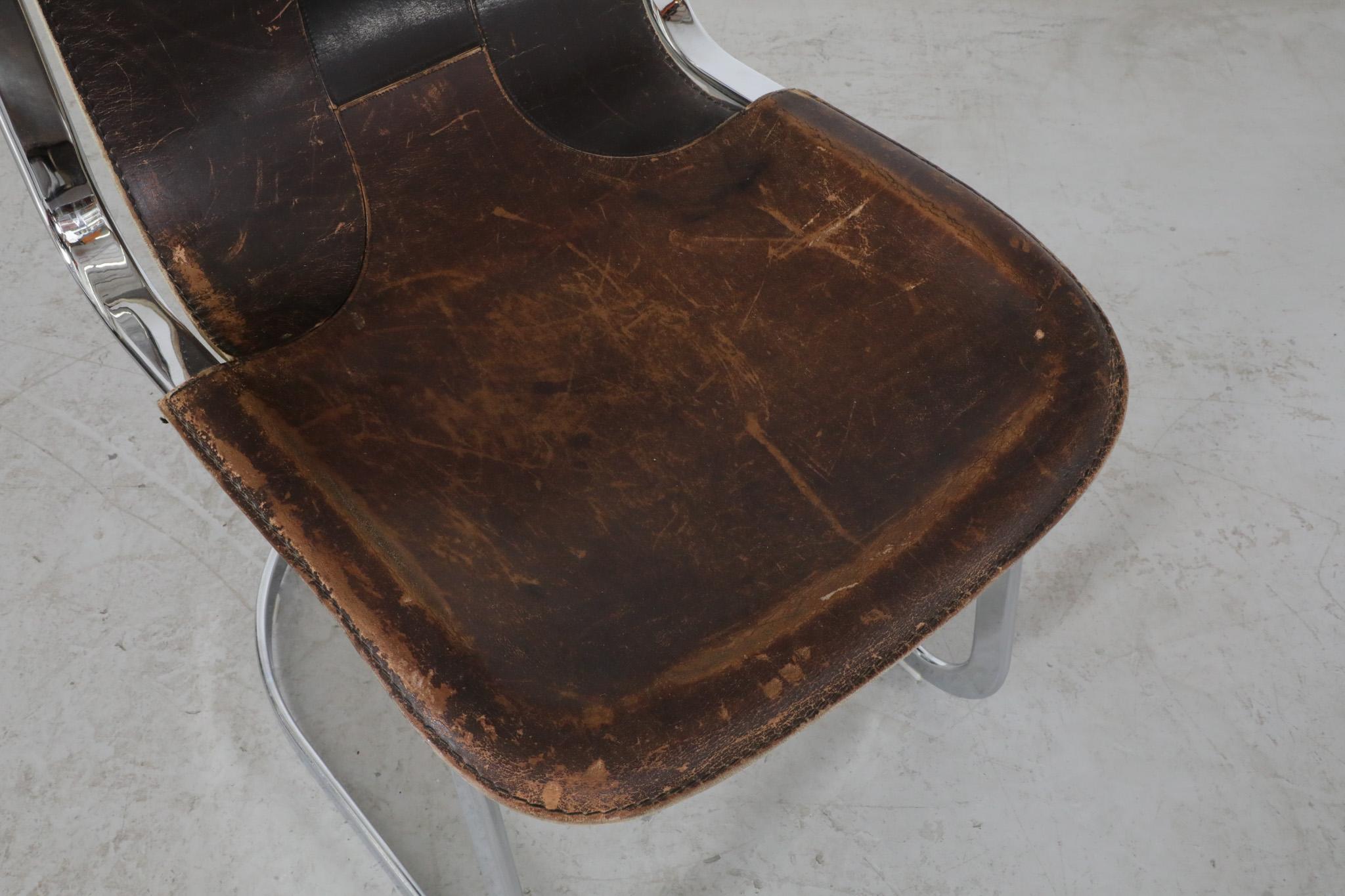 Mid-Century Willy Rizzo Steel and Leather Chair for Cidue, 1960s For Sale 4