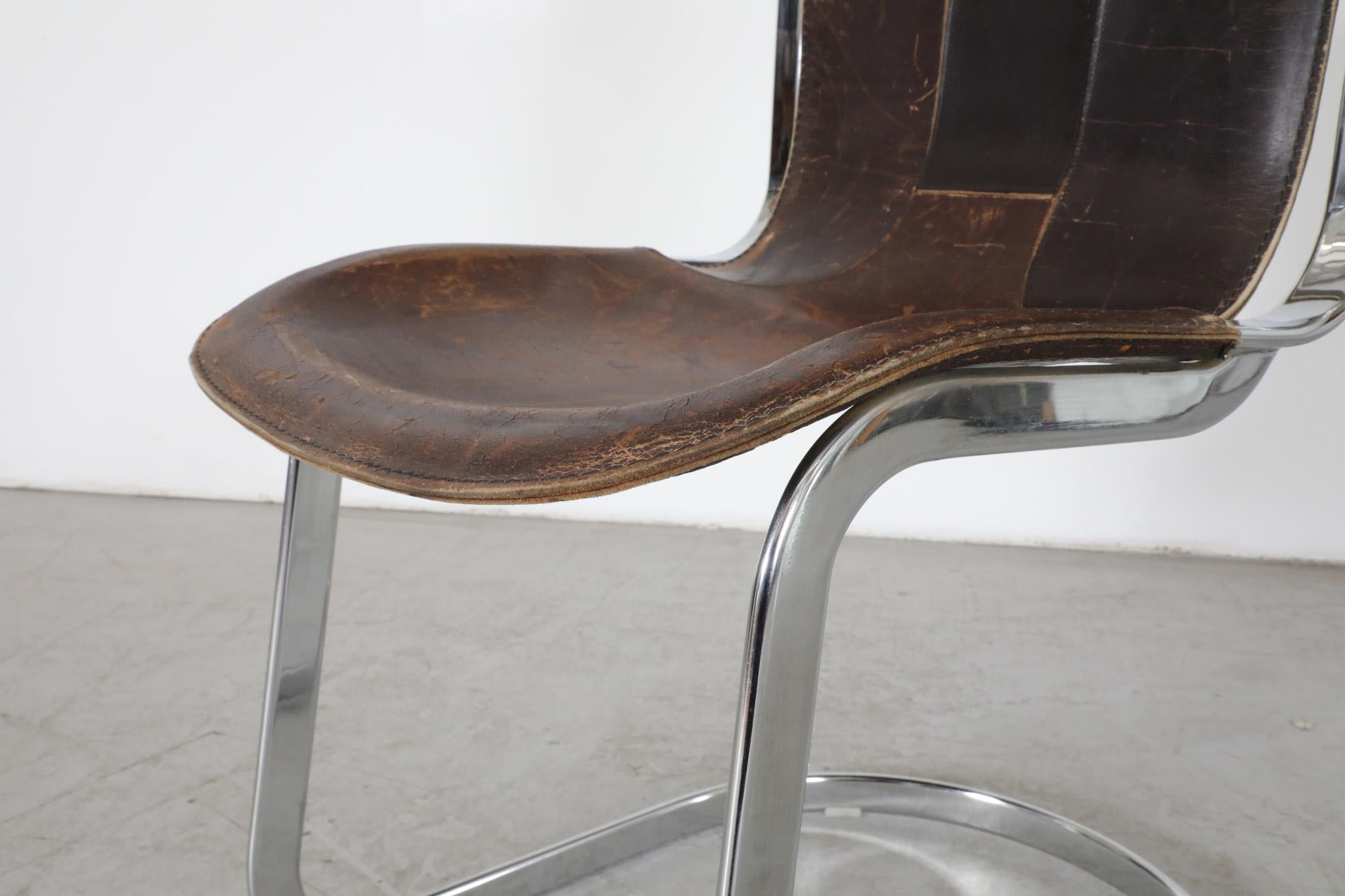Mid-Century Willy Rizzo Steel and Leather Chair for Cidue, 1960s 7