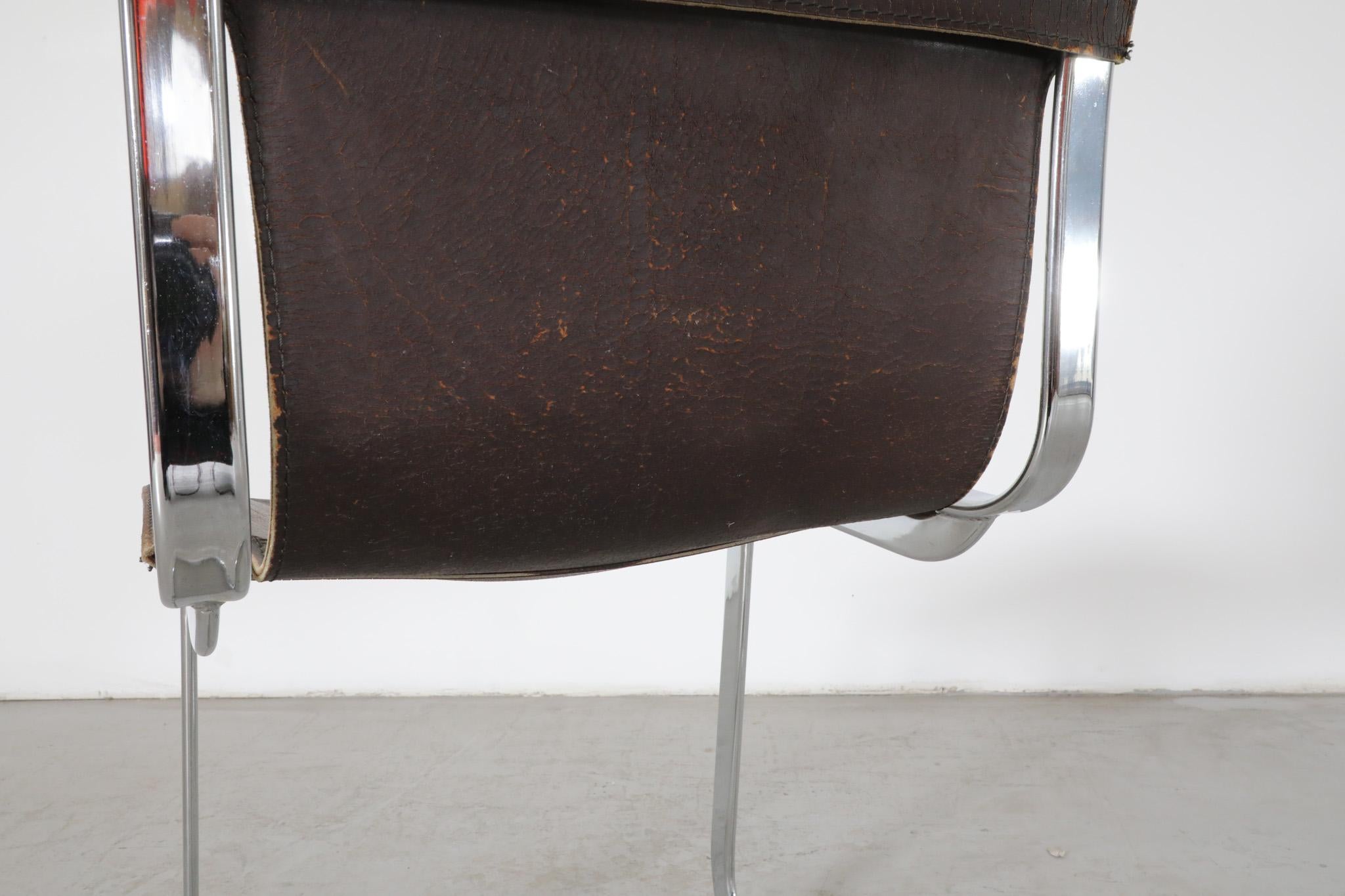 Mid-Century Willy Rizzo Steel and Leather Chair for Cidue, 1960s For Sale 10