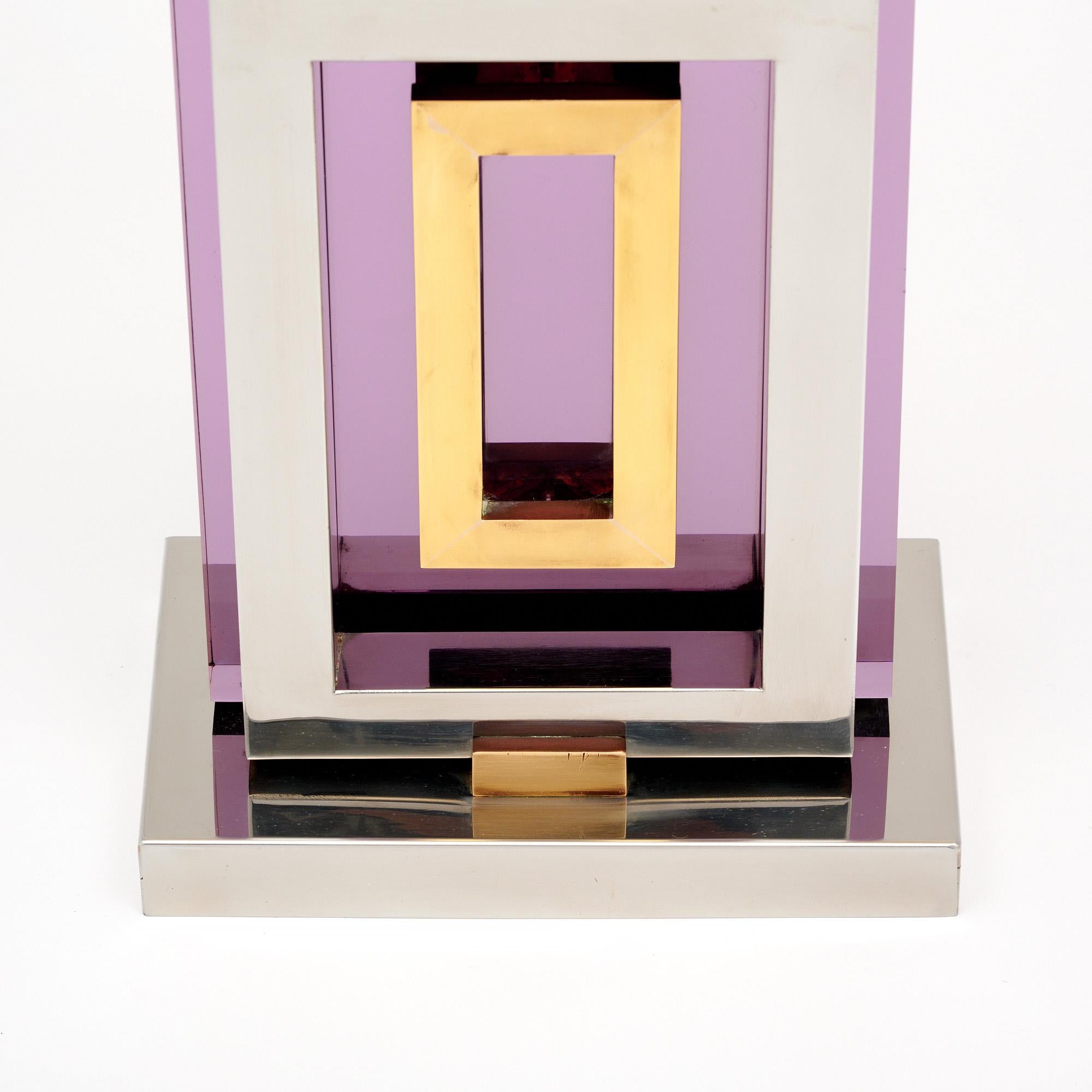 Italian Mid-Century Willy Rizzo Style Purple Lamps
