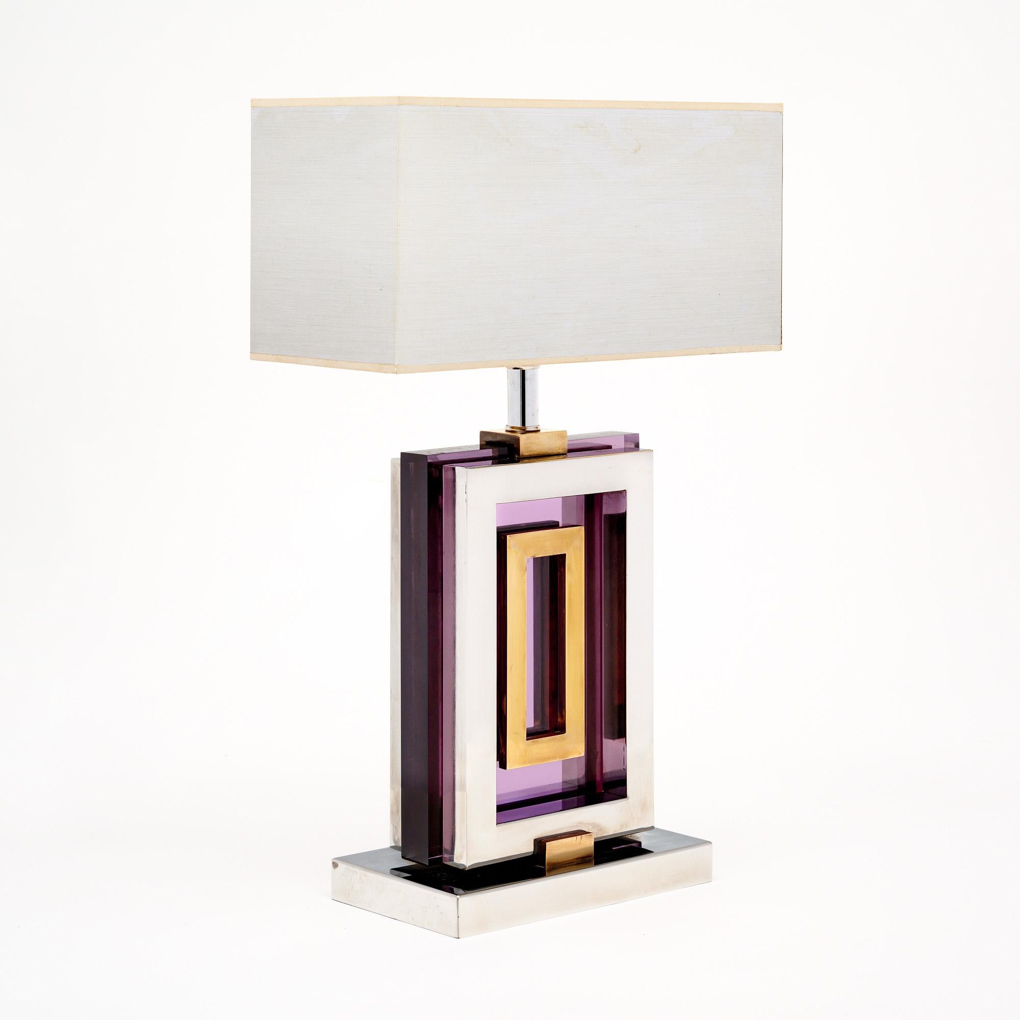 Mid-Century Willy Rizzo Style Purple Lamps In Good Condition In Austin, TX