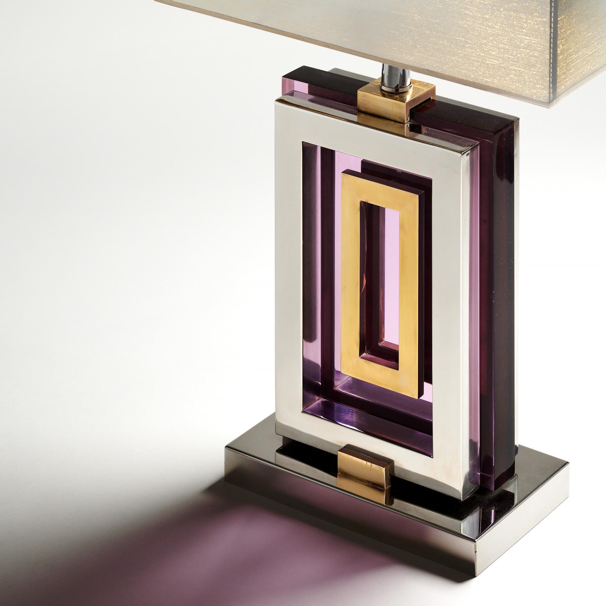 Mid-Century Willy Rizzo Style Purple Lamps 1