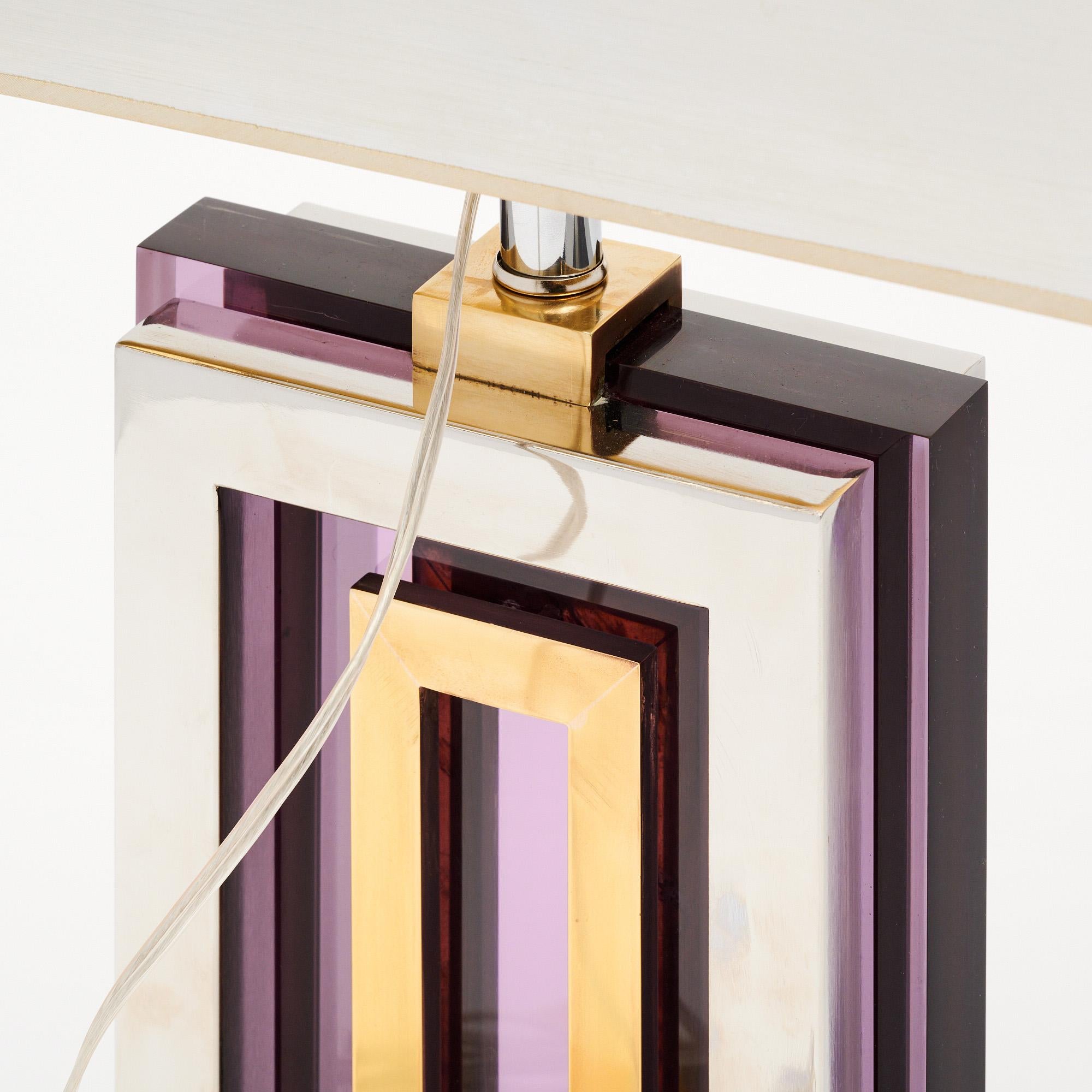 Mid-Century Willy Rizzo Style Purple Lamps 2