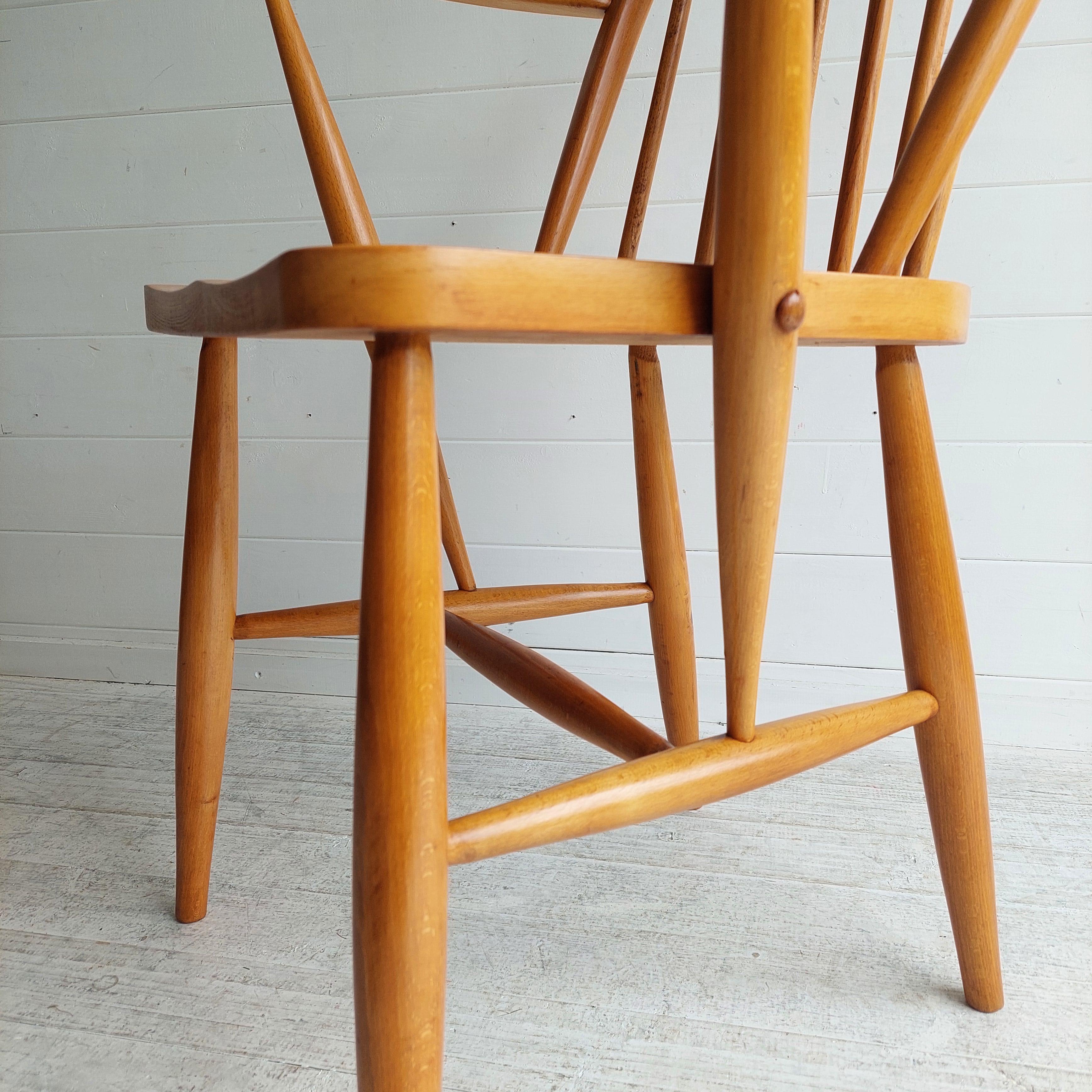 Beech Mid Century Windsor Ercol Carver Chair Cc41 290 Model F182, 1940s 50s