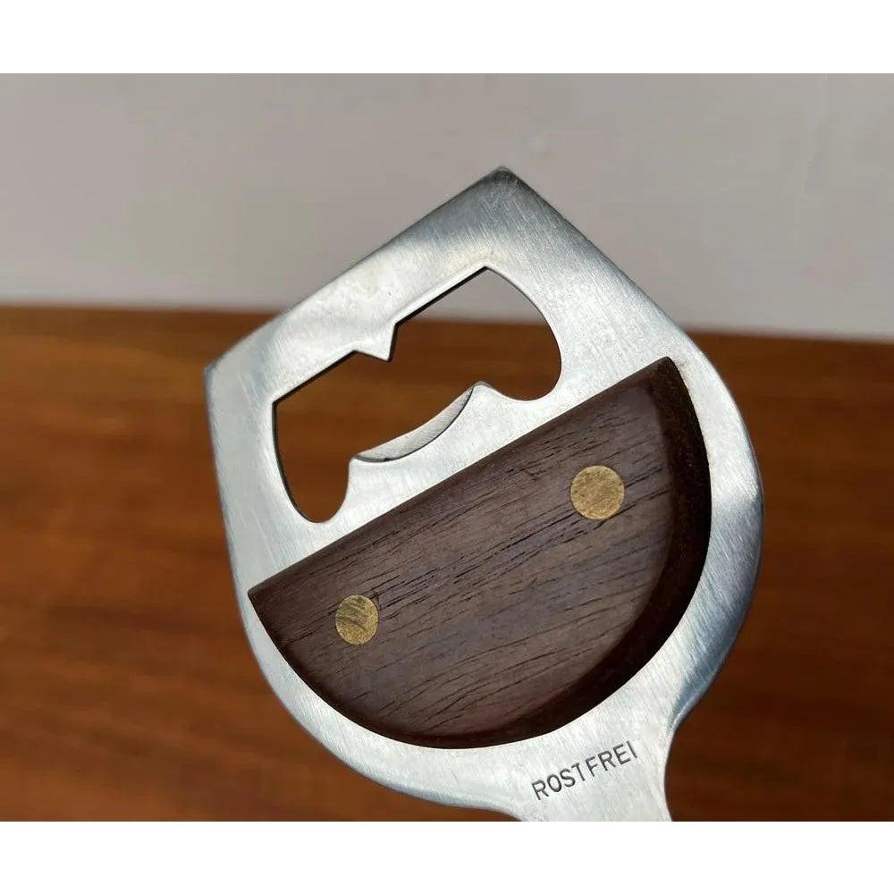 Mid-Century Wine Glass-Shaped Bottle Opener in Metal and Wood, 1960s For Sale 6