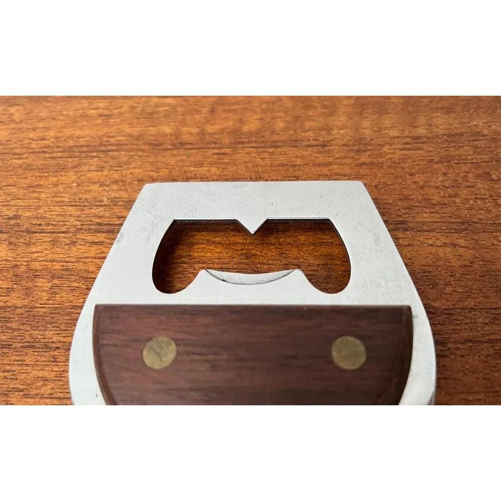 Mid-Century Wine Glass-Shaped Bottle Opener in Metal and Wood, 1960s For Sale 7