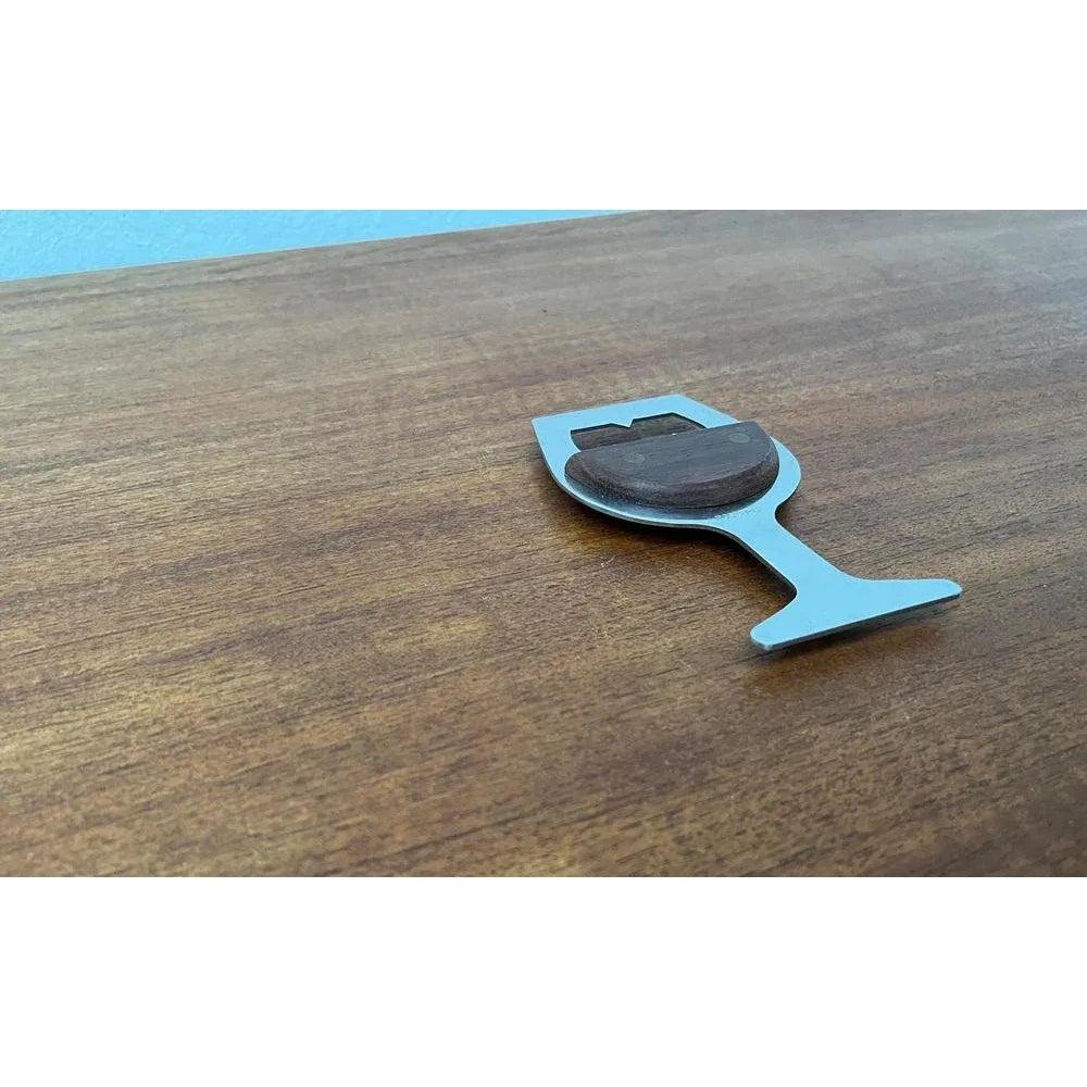 Mid-Century Wine Glass-Shaped Bottle Opener in Metal and Wood, 1960s For Sale 4