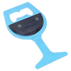 Apribottiglie a forma di bicchiere da vino di metà secolo in metallo e Wood, anni '60