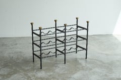 Mid Century Wine Rack in Wrought Iron Brass 1960s