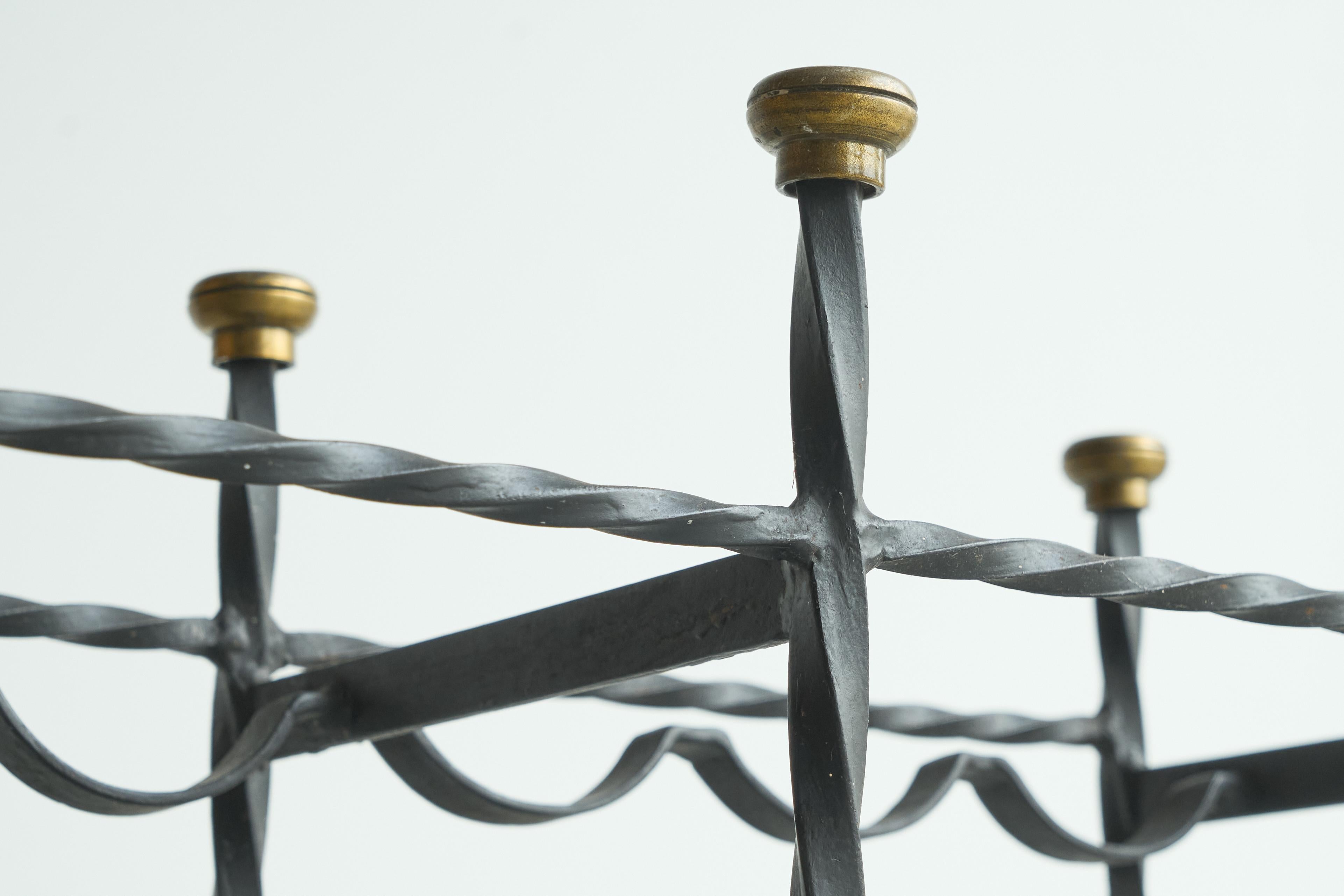 Fatto a mano Mid Century Wine Rack in Wrought Iron Brass 1960s in vendita