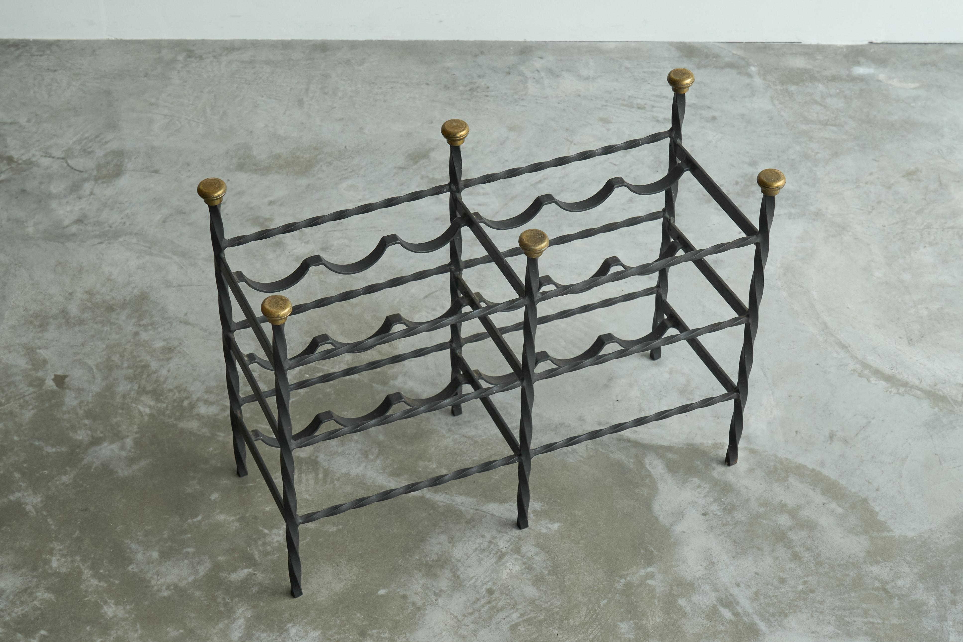 Mid Century Wine Rack in Wrought Iron Brass 1960s In condizioni buone in vendita a Meer, VAN