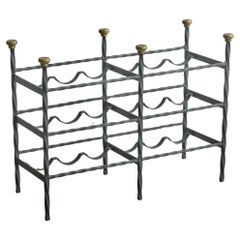 Mid Century Wine Rack in Wrought Iron Brass 1960s
