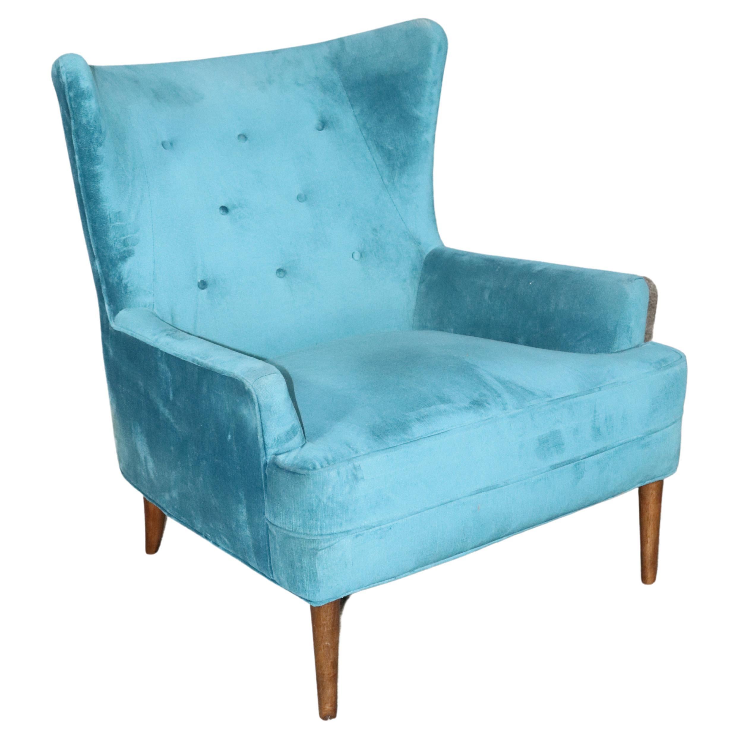 Oversized Distressed Leather Wingback Library Reading Armchair by Lee