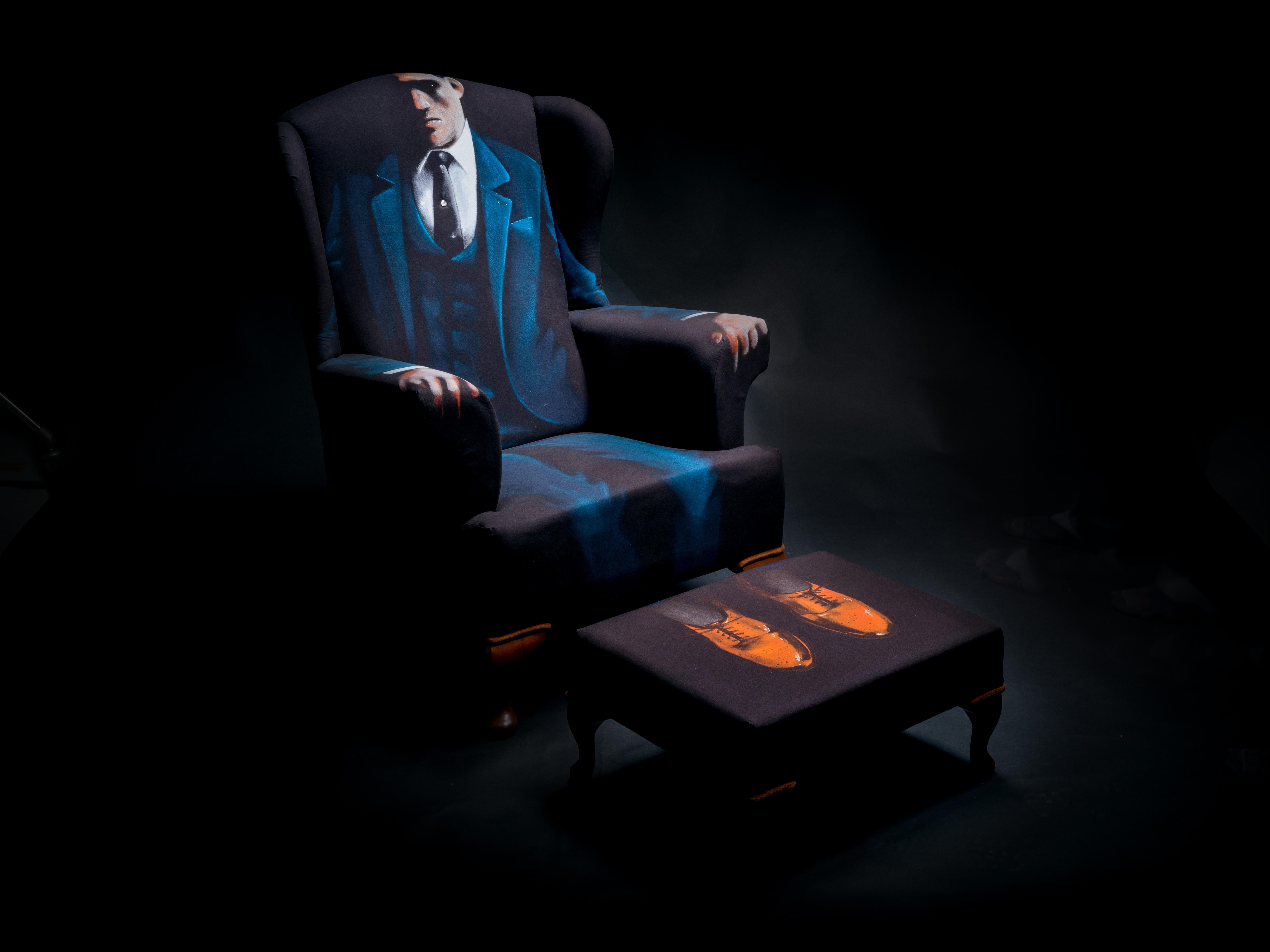 Midcentury Wing Back Armchair 'the Mafia Boss’  Bespoke Unique One of a Kind 8