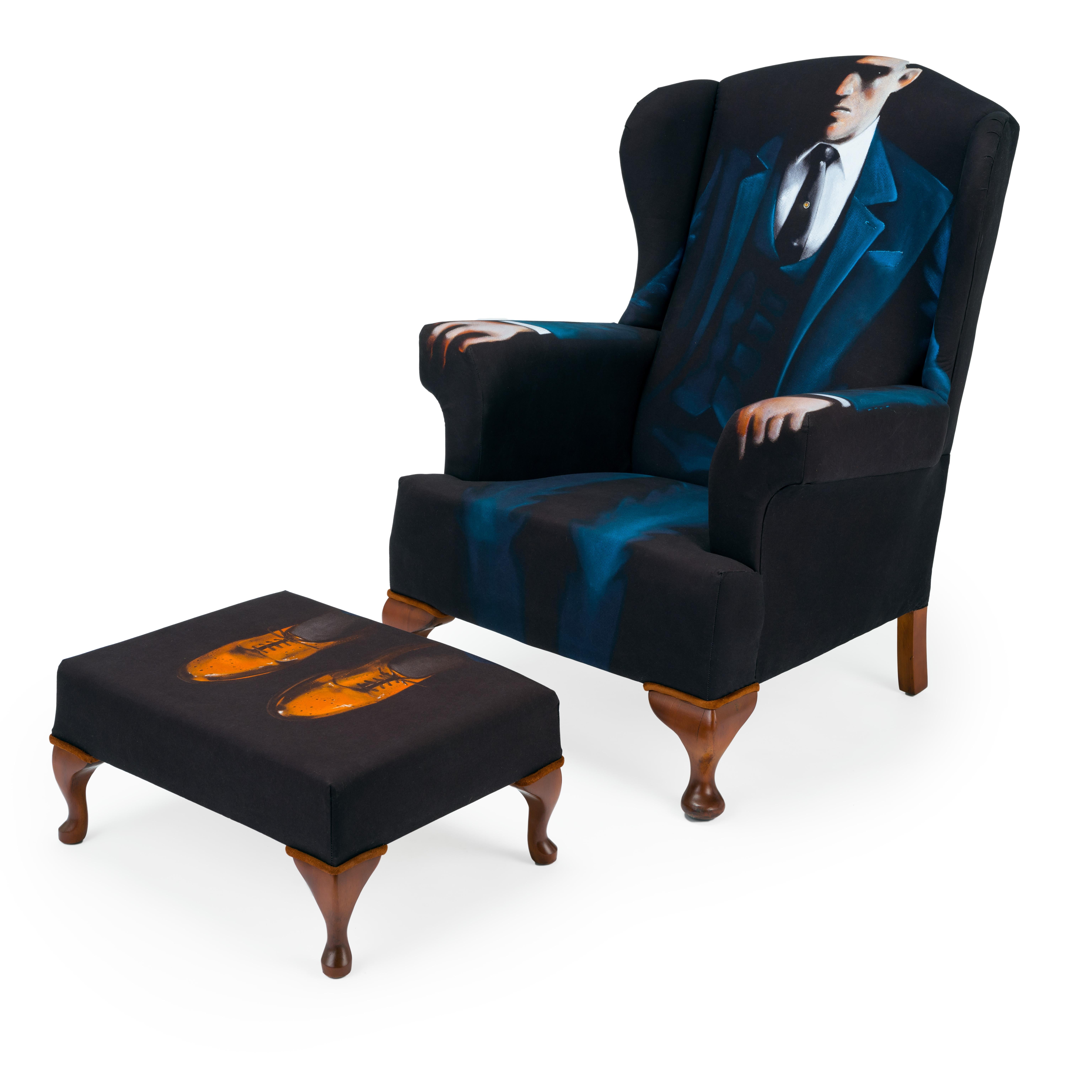 English Midcentury Wing Back Armchair 'the Mafia Boss’  Bespoke Unique One of a Kind