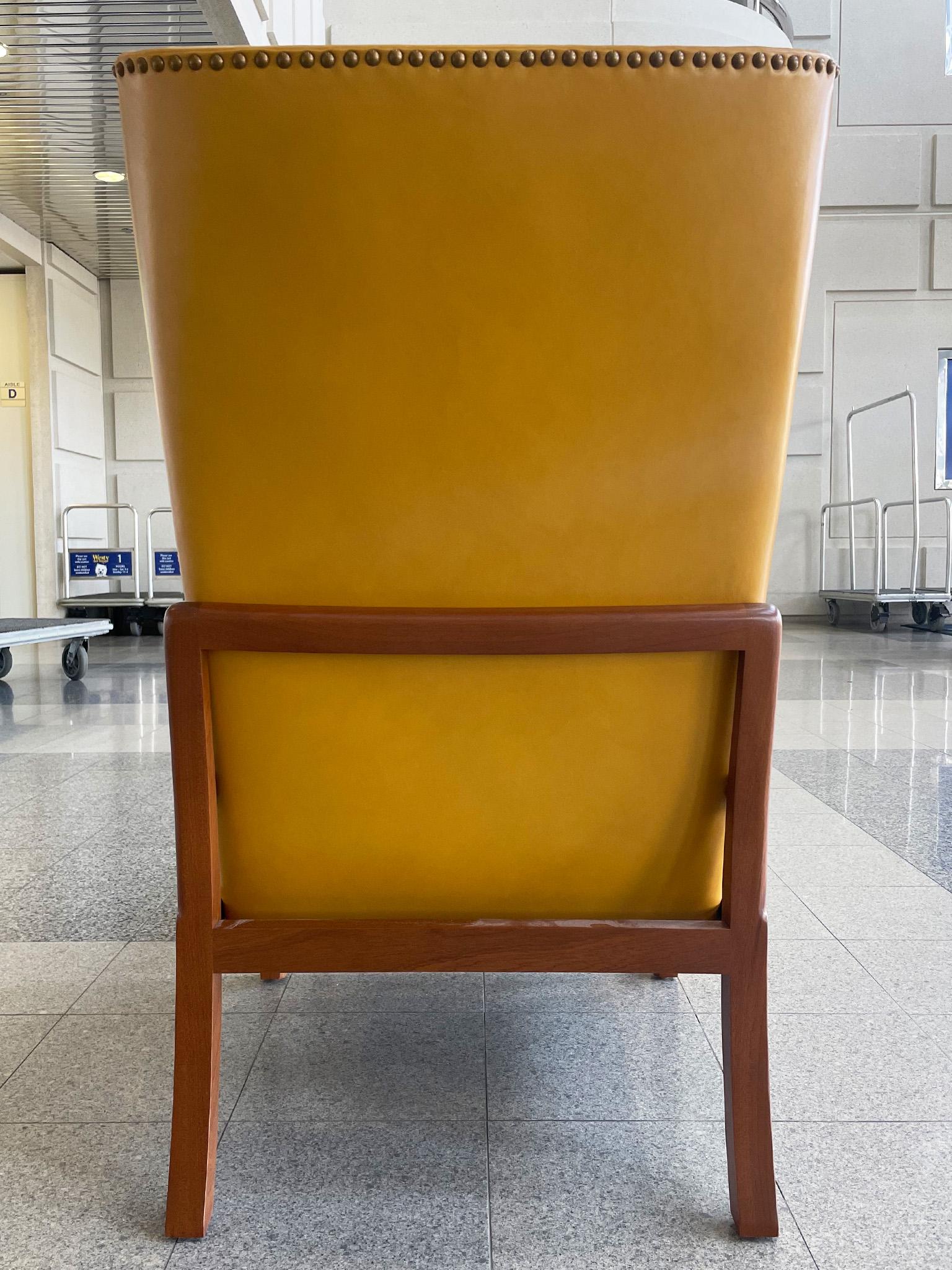Mid-Century Wingback Armchair With Ottoman in the Style of Mogens Koch For Sale 7