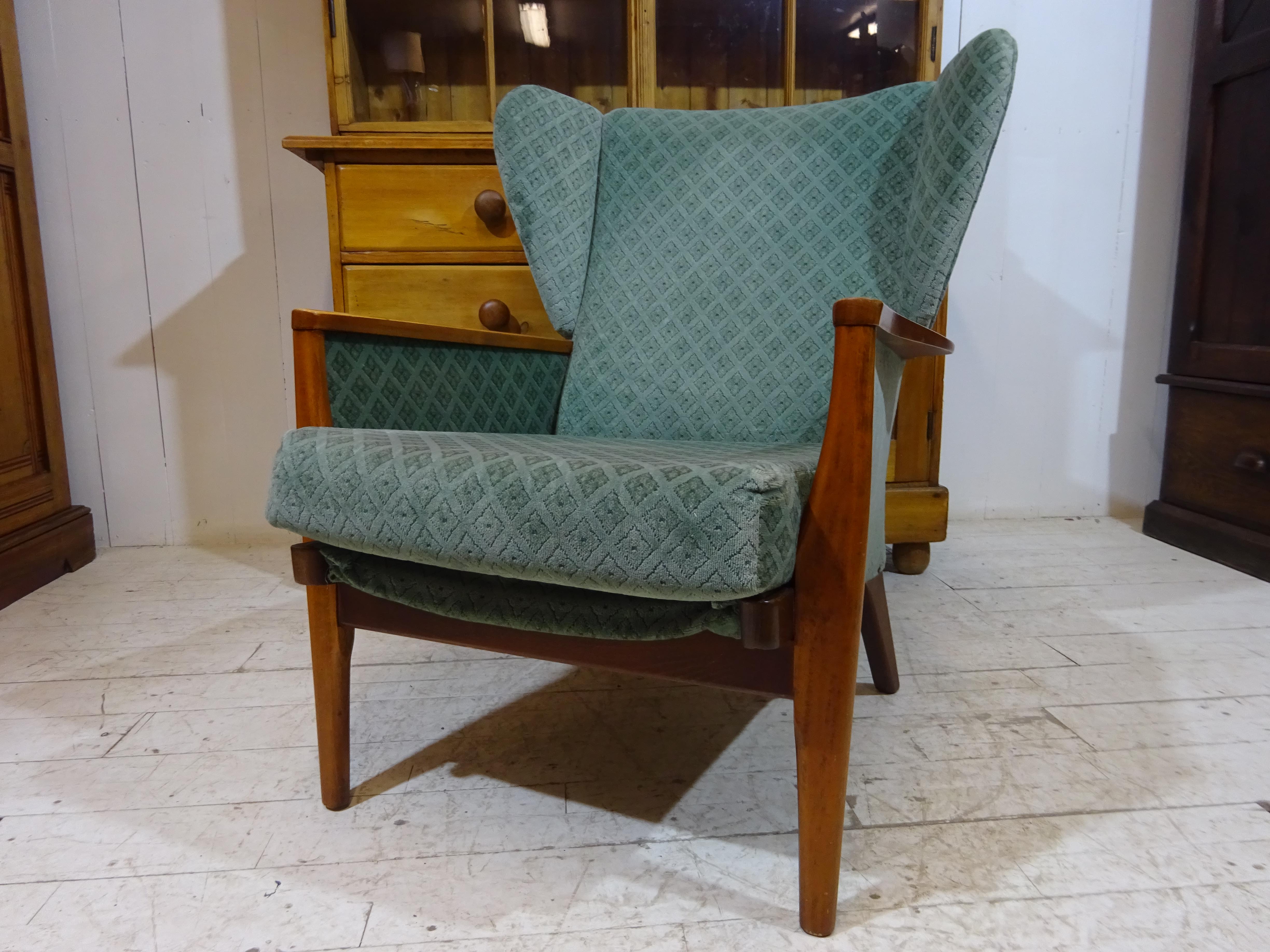 Mid Century Wingback Lounge Chair Model PK973 in Velvet by Parker Knoll 7
