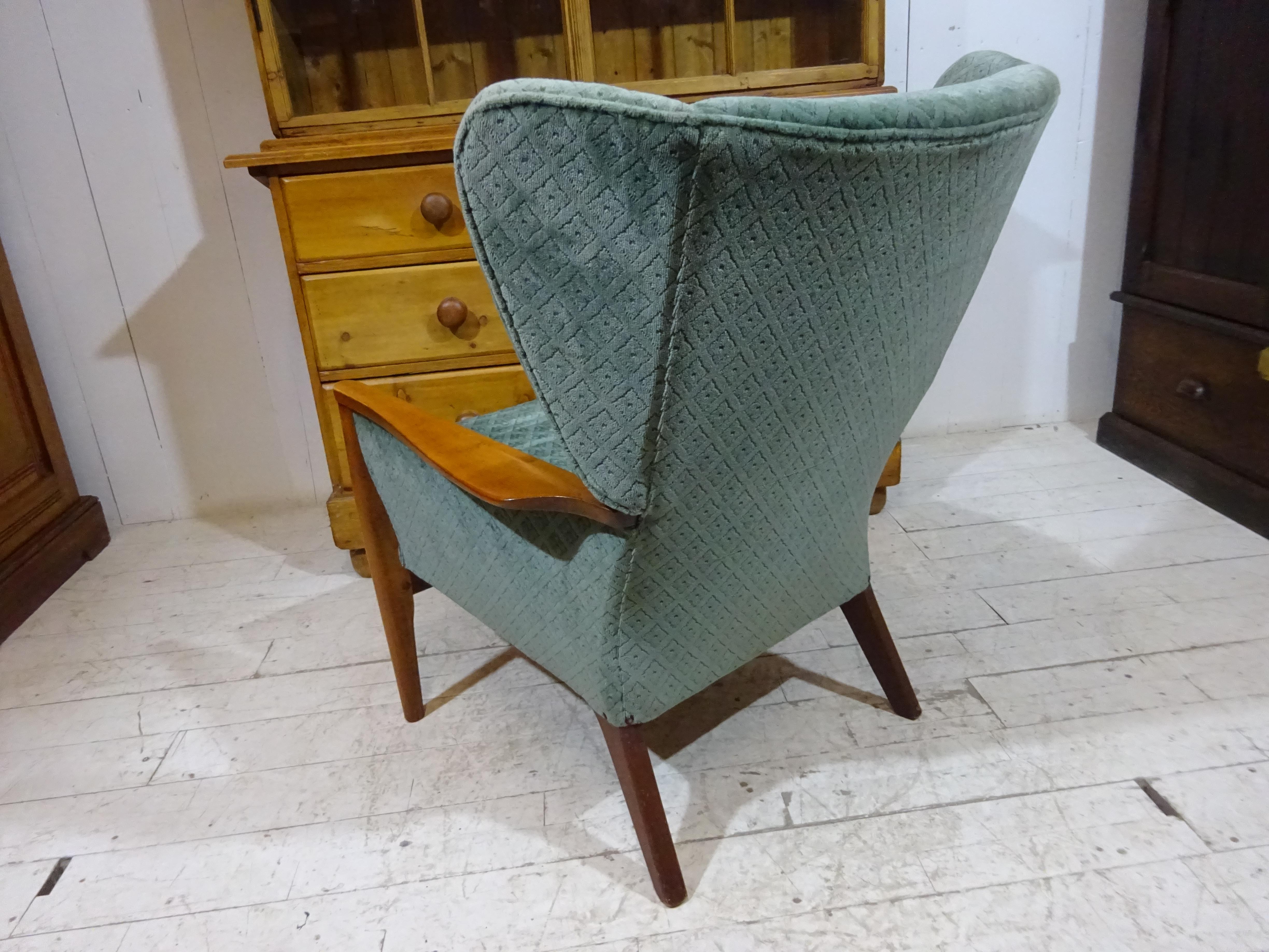 Mid Century Wingback Lounge Chair Model PK973 in Velvet by Parker Knoll 1