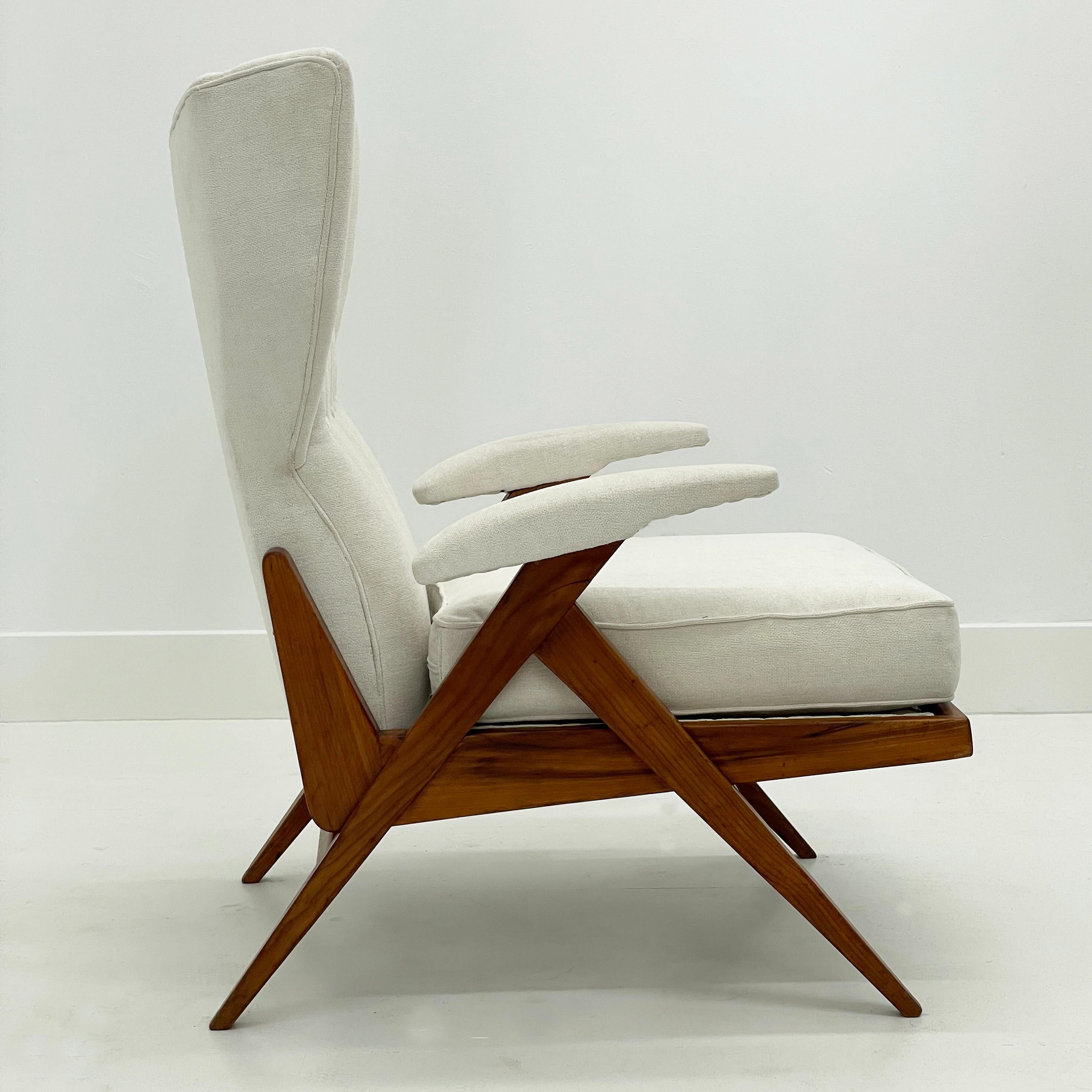 Sedie da salotto reclinabili Wingback di metà secolo, Renzo Franchi, anni '50, Italia In condizioni buone in vendita a New York, NY