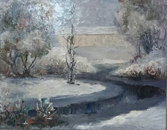 Mid Century Winter Landscape by Texas Artist J.W. Thrasher