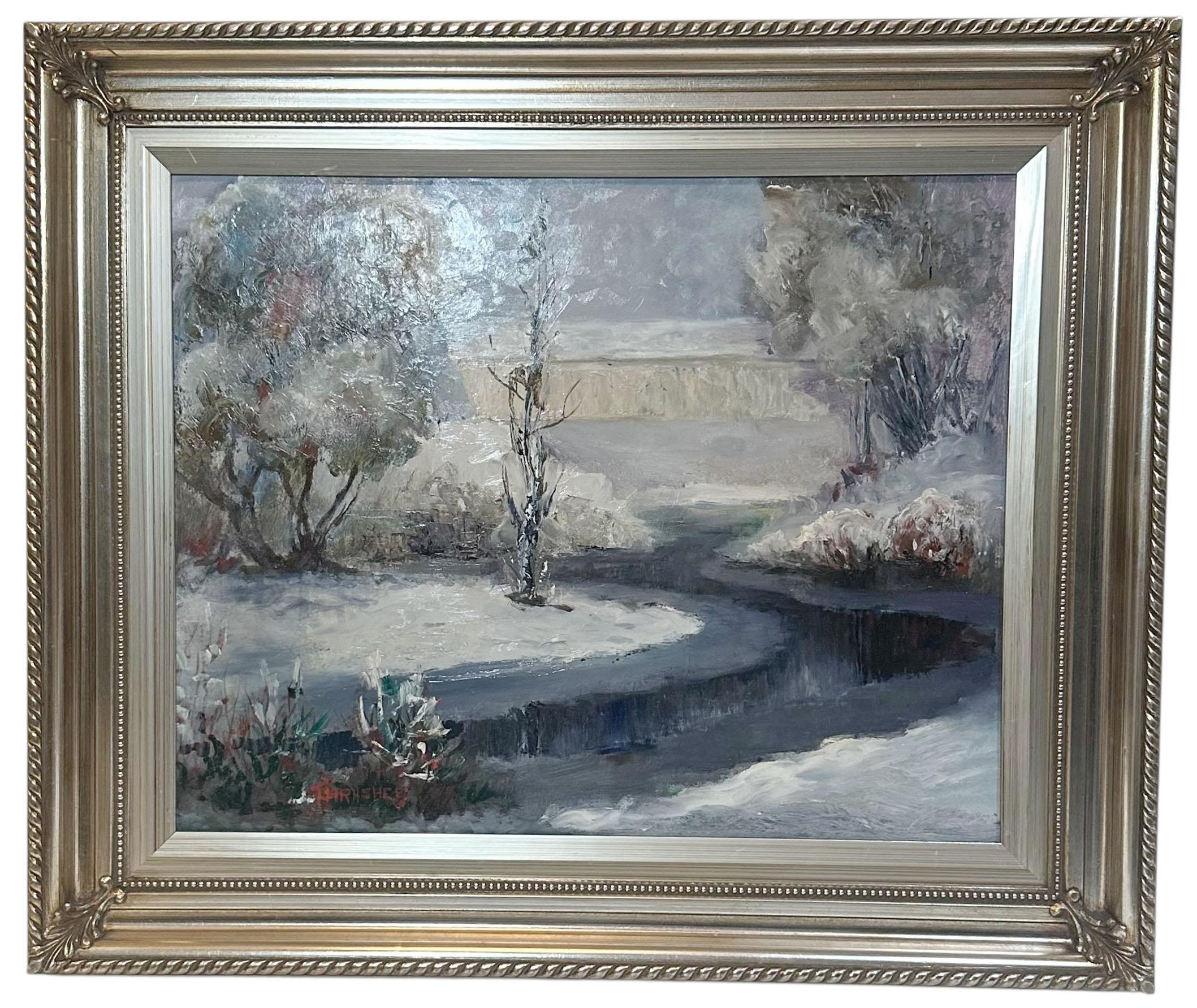 American Mid Century Winter Landscape by Texas Artist J.W. Thrasher For Sale