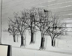 Mid-Century Winter Trees with Birds  Wall Sculpture by C Jere c 1969