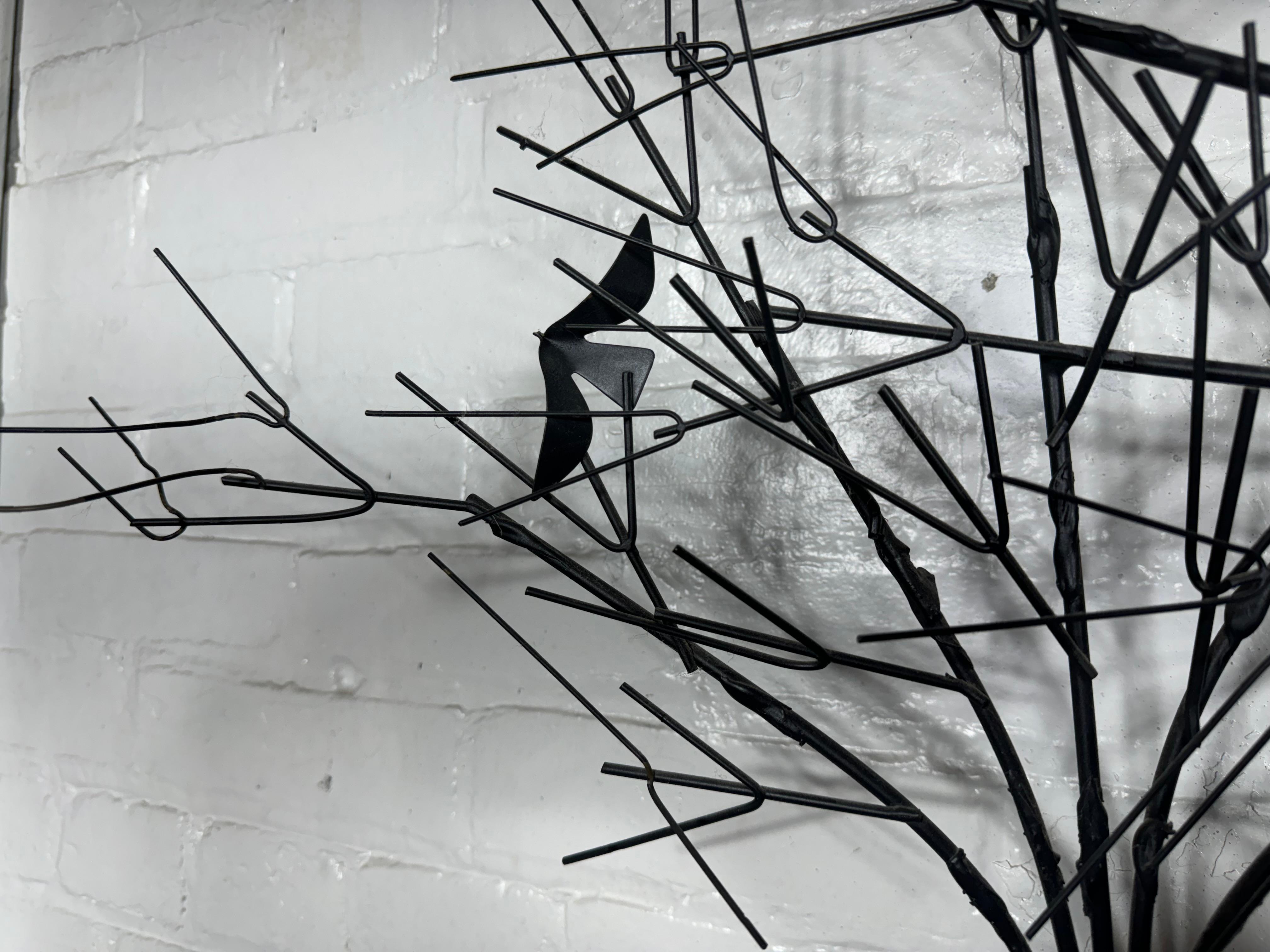 Mid-Century Modern Mid-Century Winter Trees with Birds  Wall Sculpture by C Jere c 1969