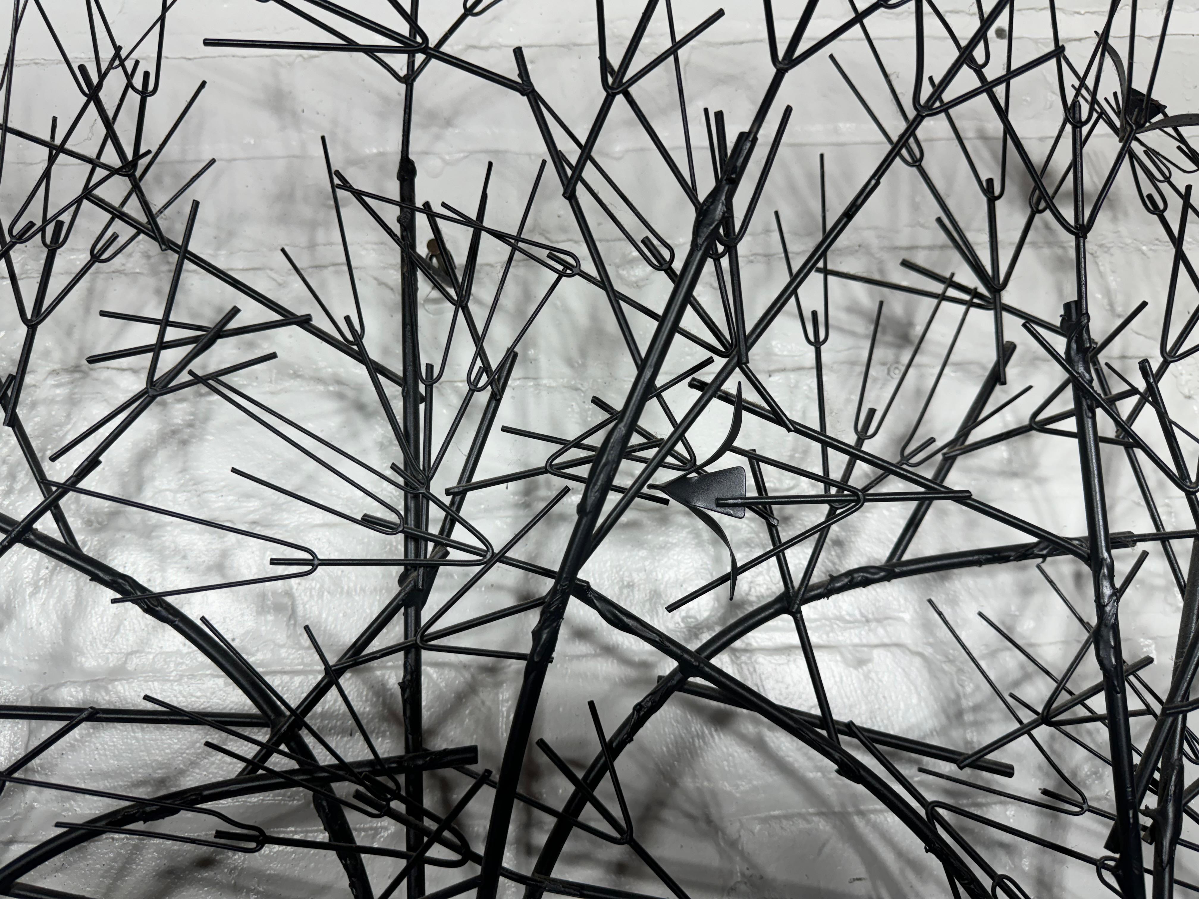 Painted Mid-Century Winter Trees with Birds  Wall Sculpture by C Jere c 1969