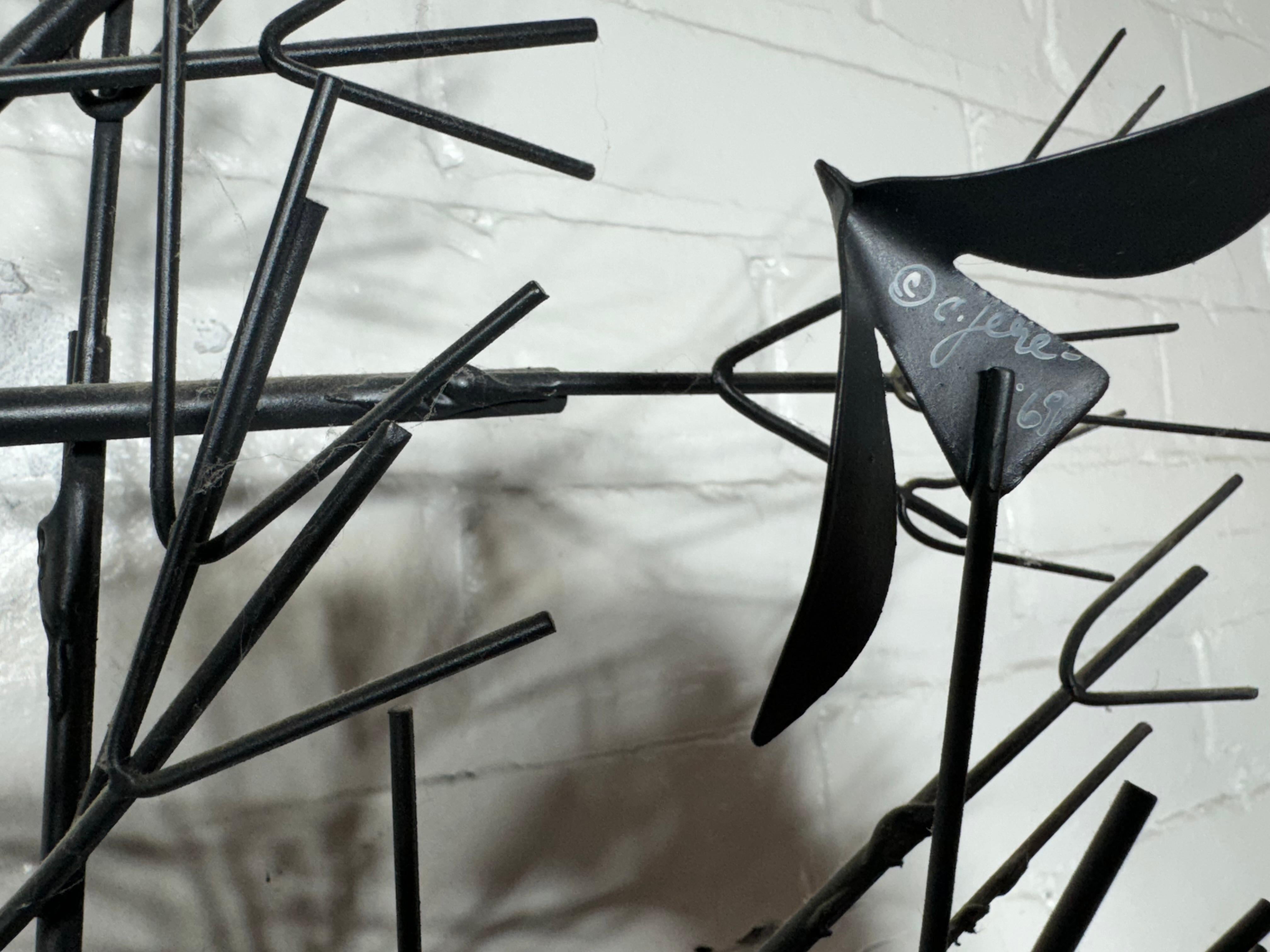 Mid-Century Winter Trees with Birds  Wall Sculpture by C Jere c 1969 1