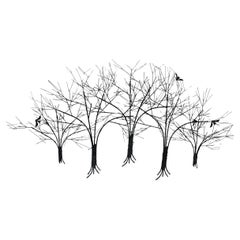 Mid-Century Winter Trees with Birds  Wall Sculpture by C Jere c 1969