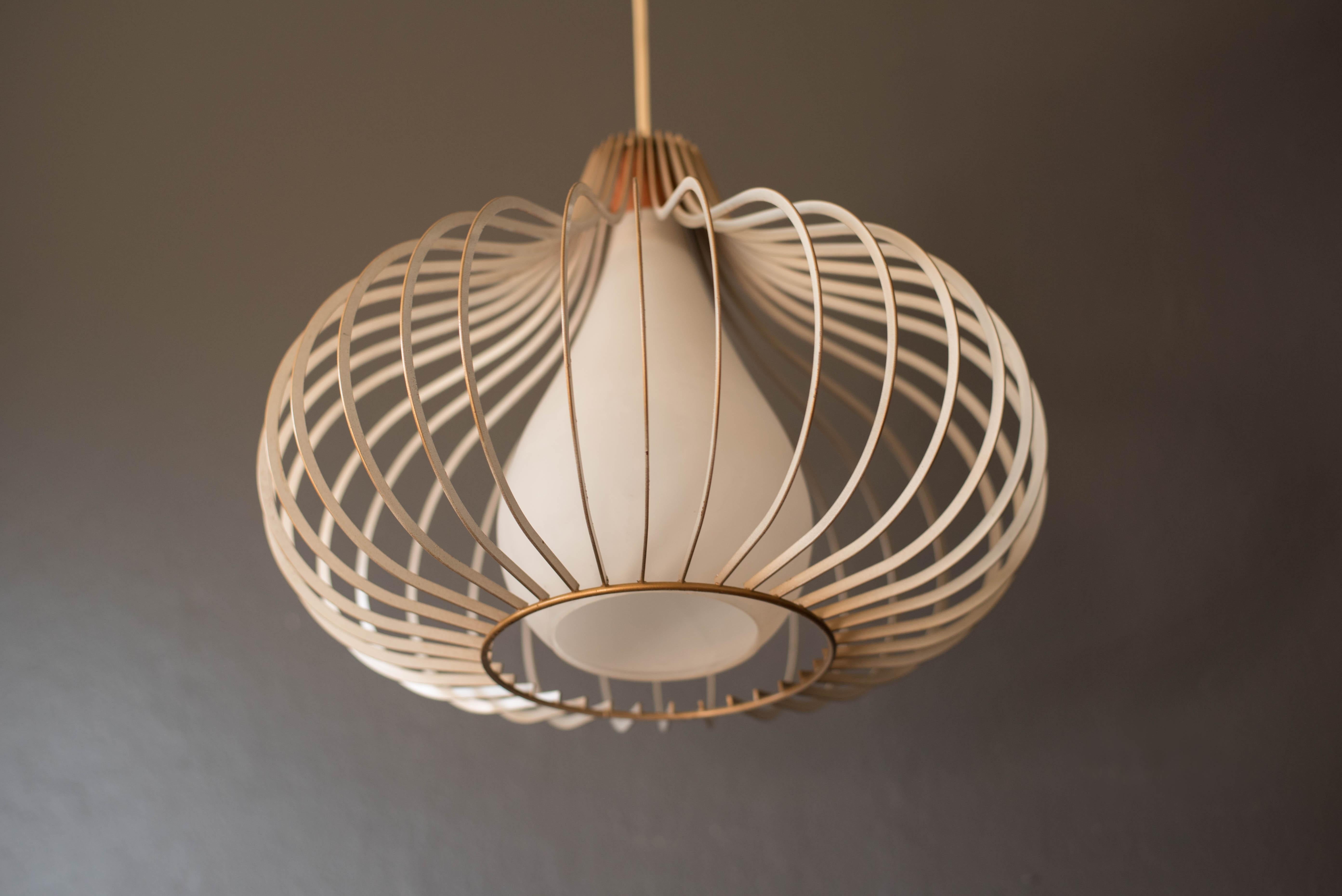 Mid-Century Modern Mid Century Wire and Glass Pendant Lamp