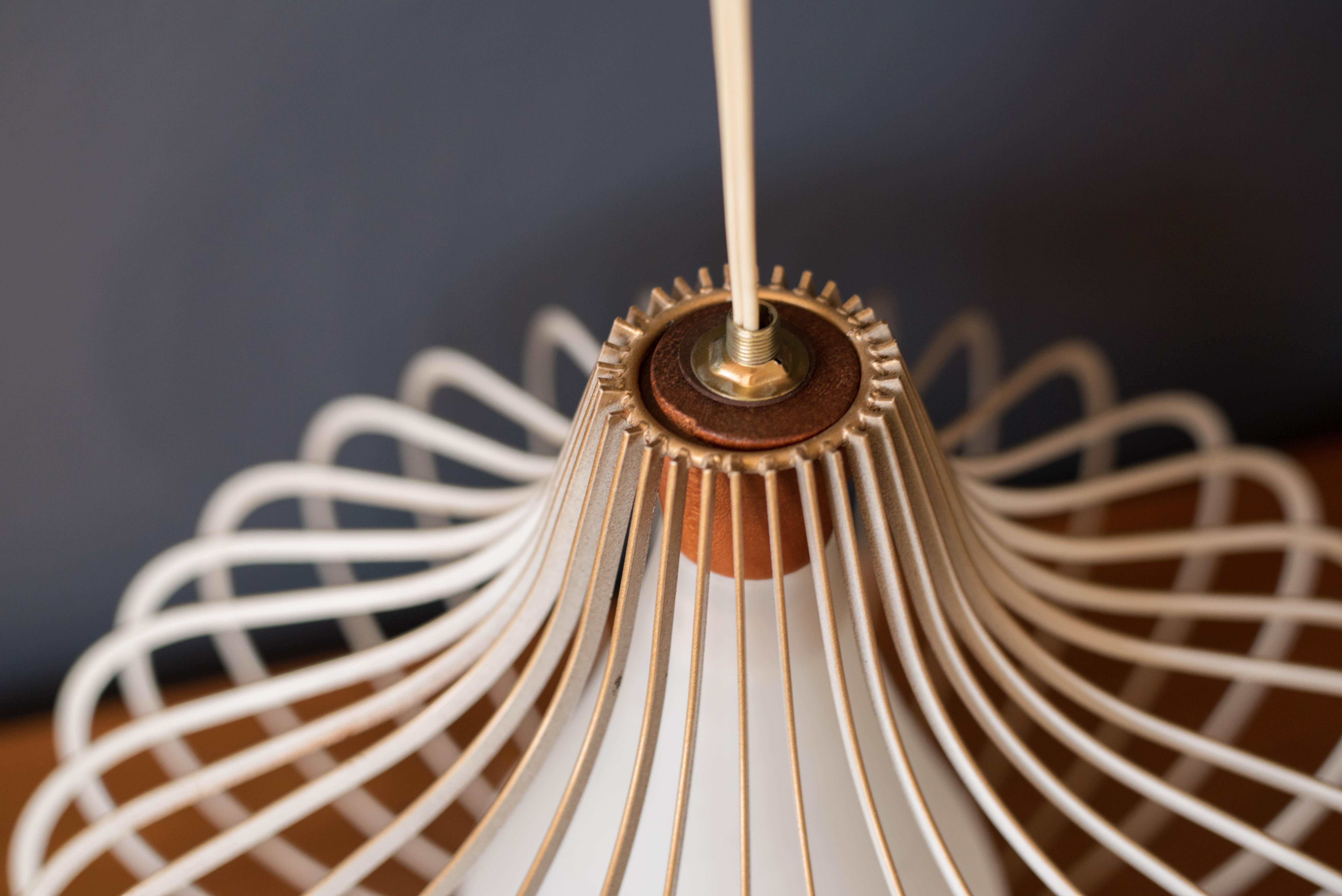 Mid-20th Century Mid Century Wire and Glass Pendant Lamp