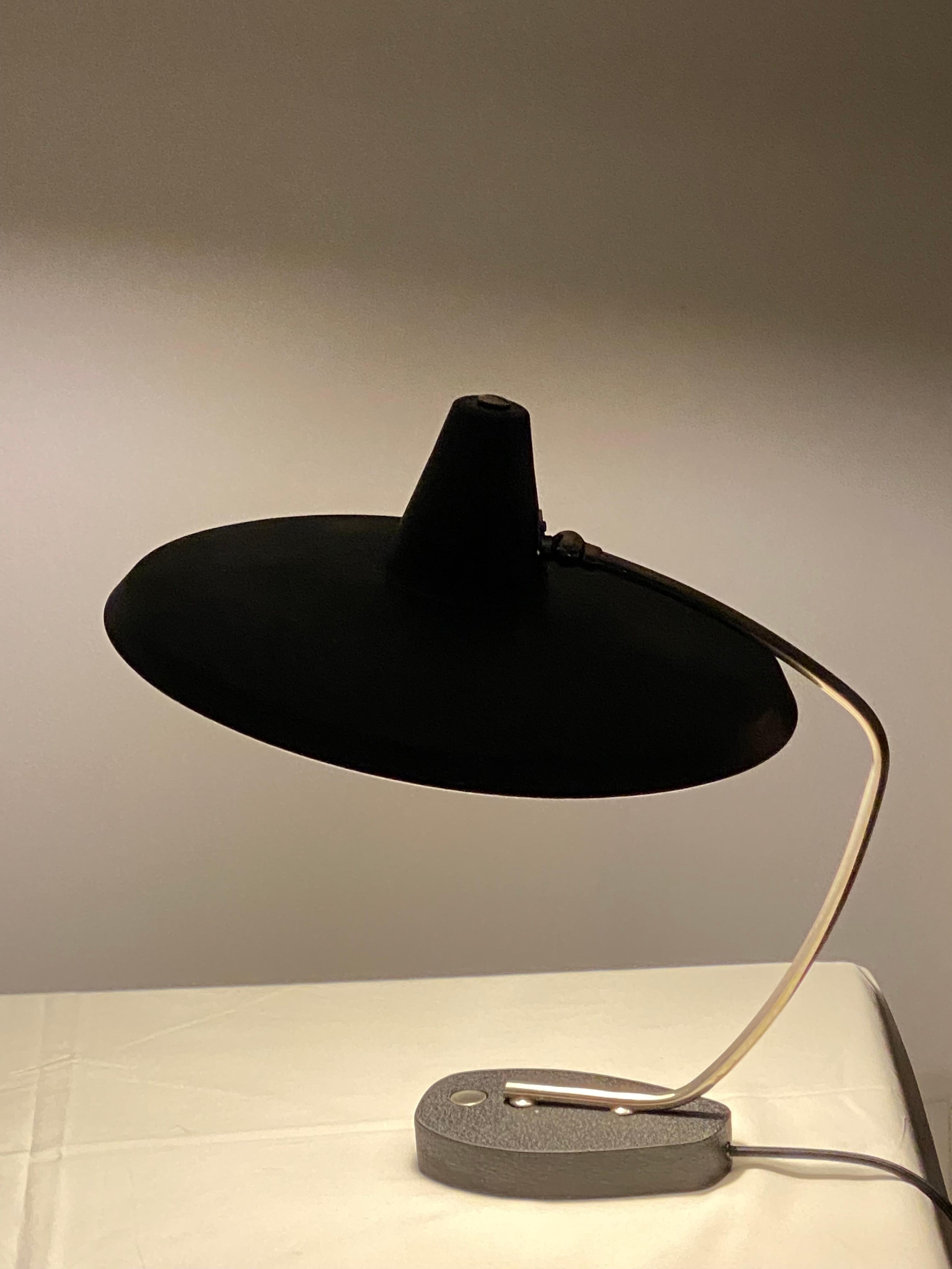 Mid-Century Witch Hat Brass/Steel Table Lamp For Sale 6