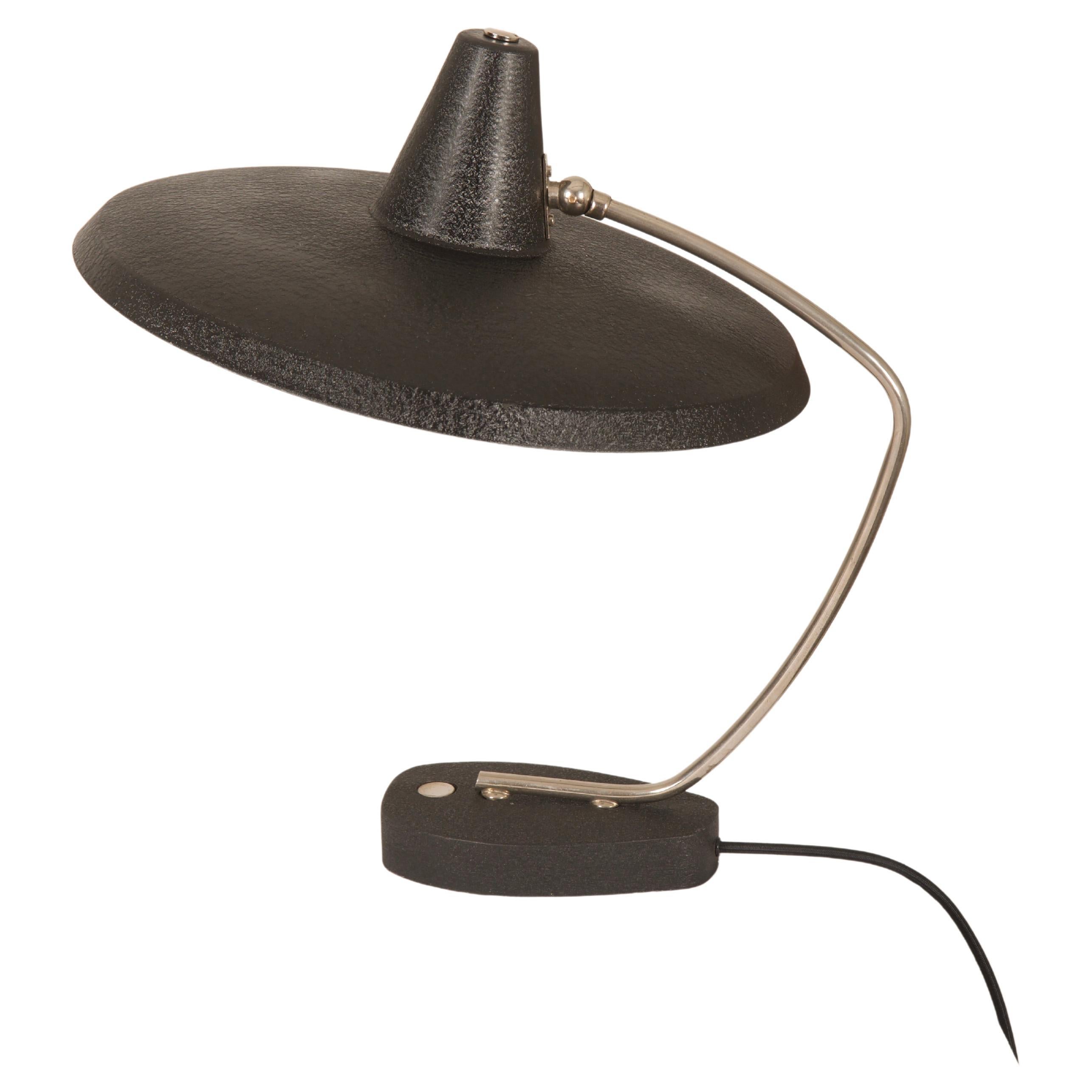 Mid-Century Witch Hat Brass/Steel Table Lamp For Sale