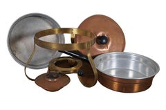 Mid Century Wittcrosse Copper Chafing Dish Burner Warmer Brass Stand Pot MCM 16"