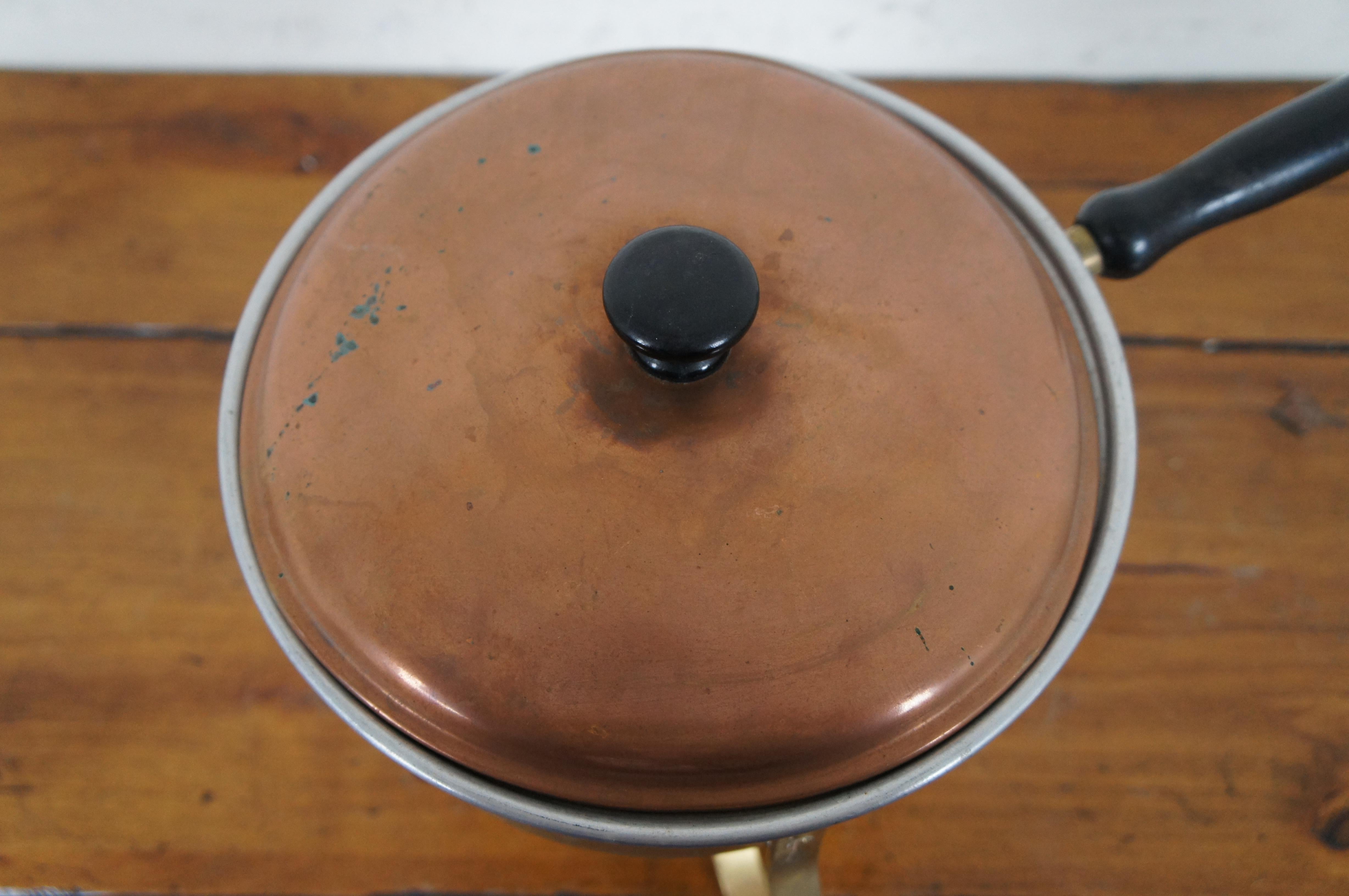 Mid Century Wittcrosse Kupfer Chafing Dish Burner Warmer Messing Stand Topf MCM 16