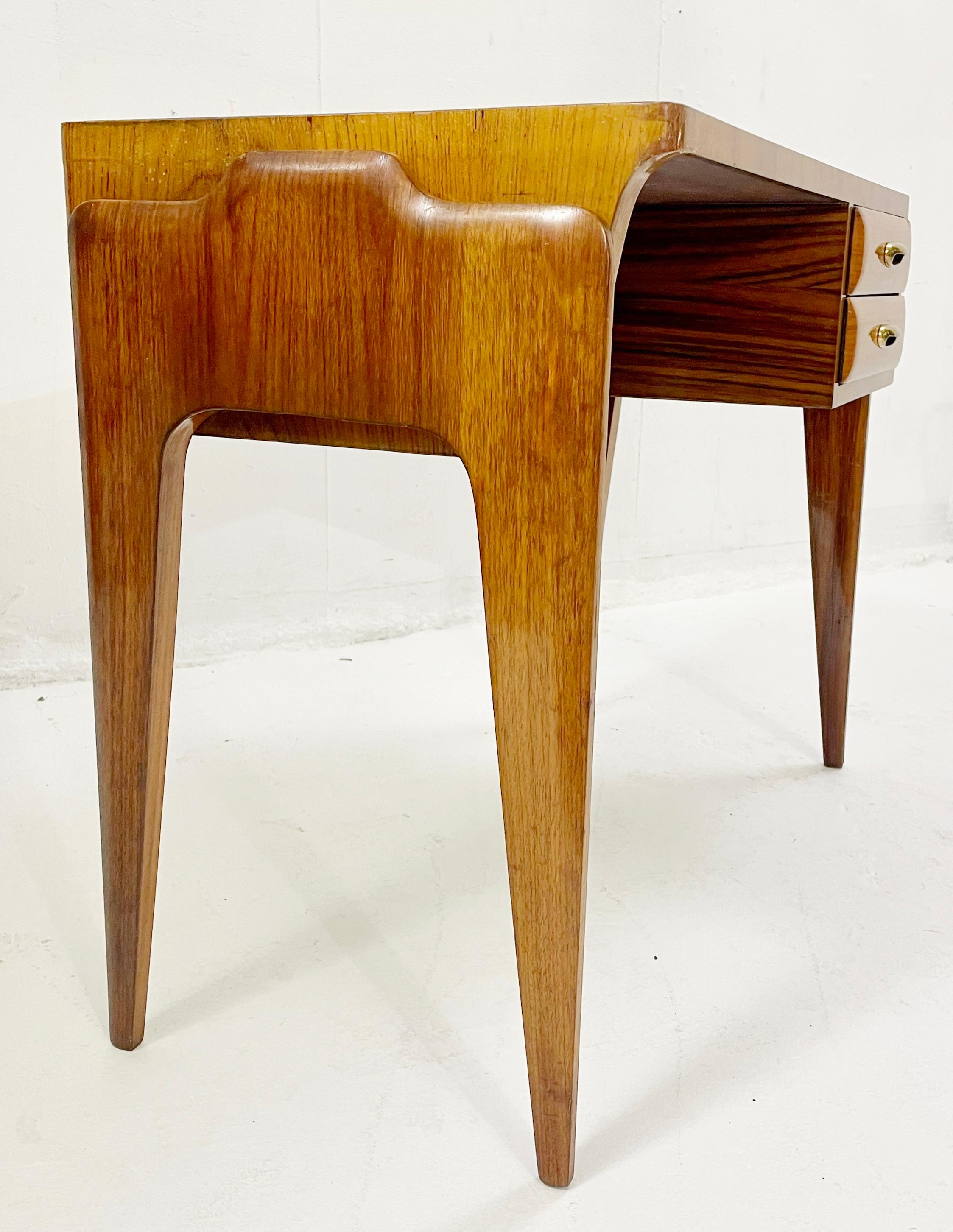 Mid-Century Wood and Brass Desk, Italy, 1950s 1