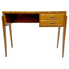 Mid-Century Wood and Brass Desk, Italy, 1950s