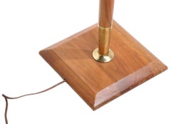 Lampada da terra in Wood e ottone del Mid Century, anni '50/'60 circa