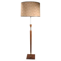 Mid Century Wood and Brass Floor Lamp c. 1950/60's