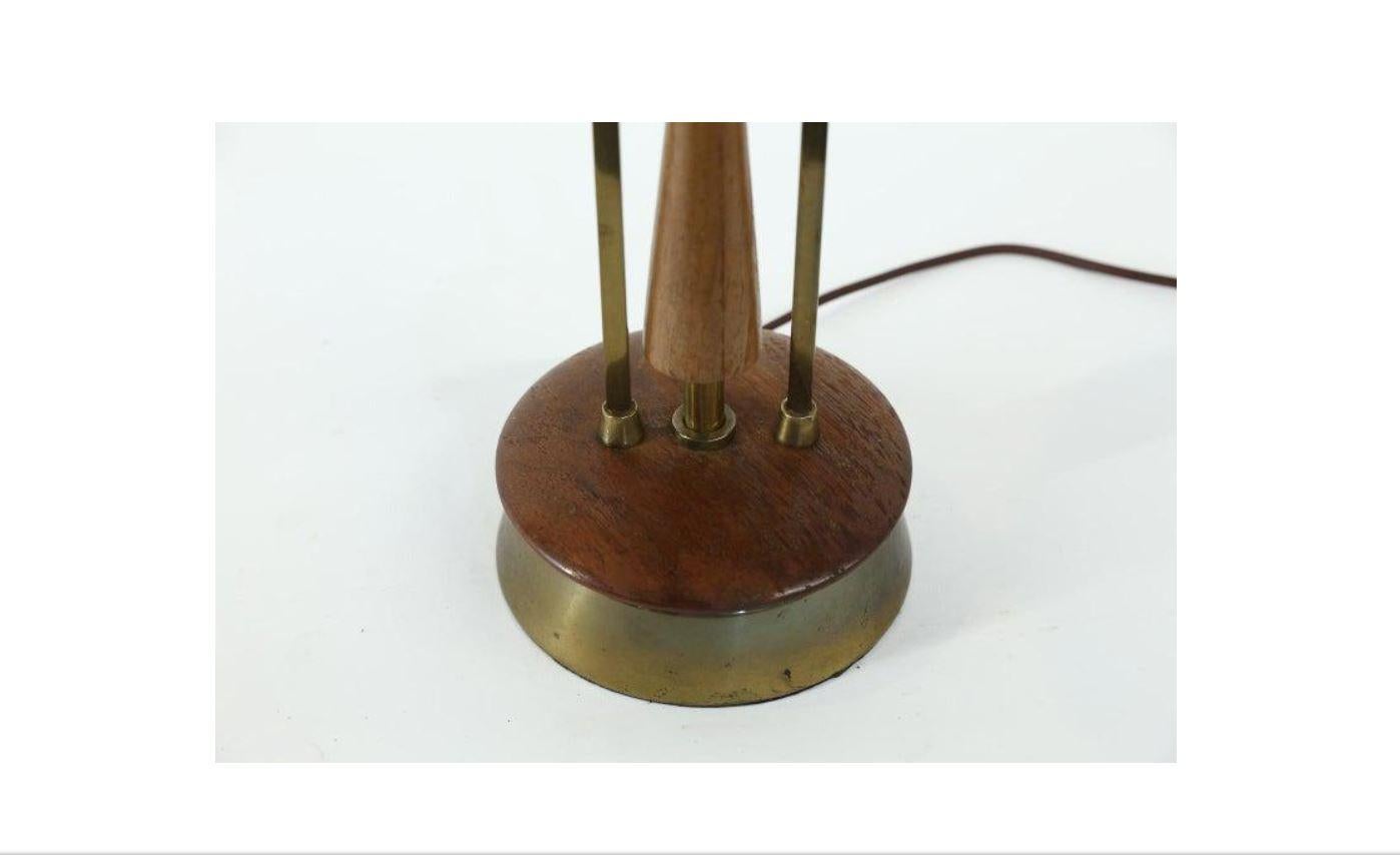 Mid-Century Wood and Brass Table Lamp 1