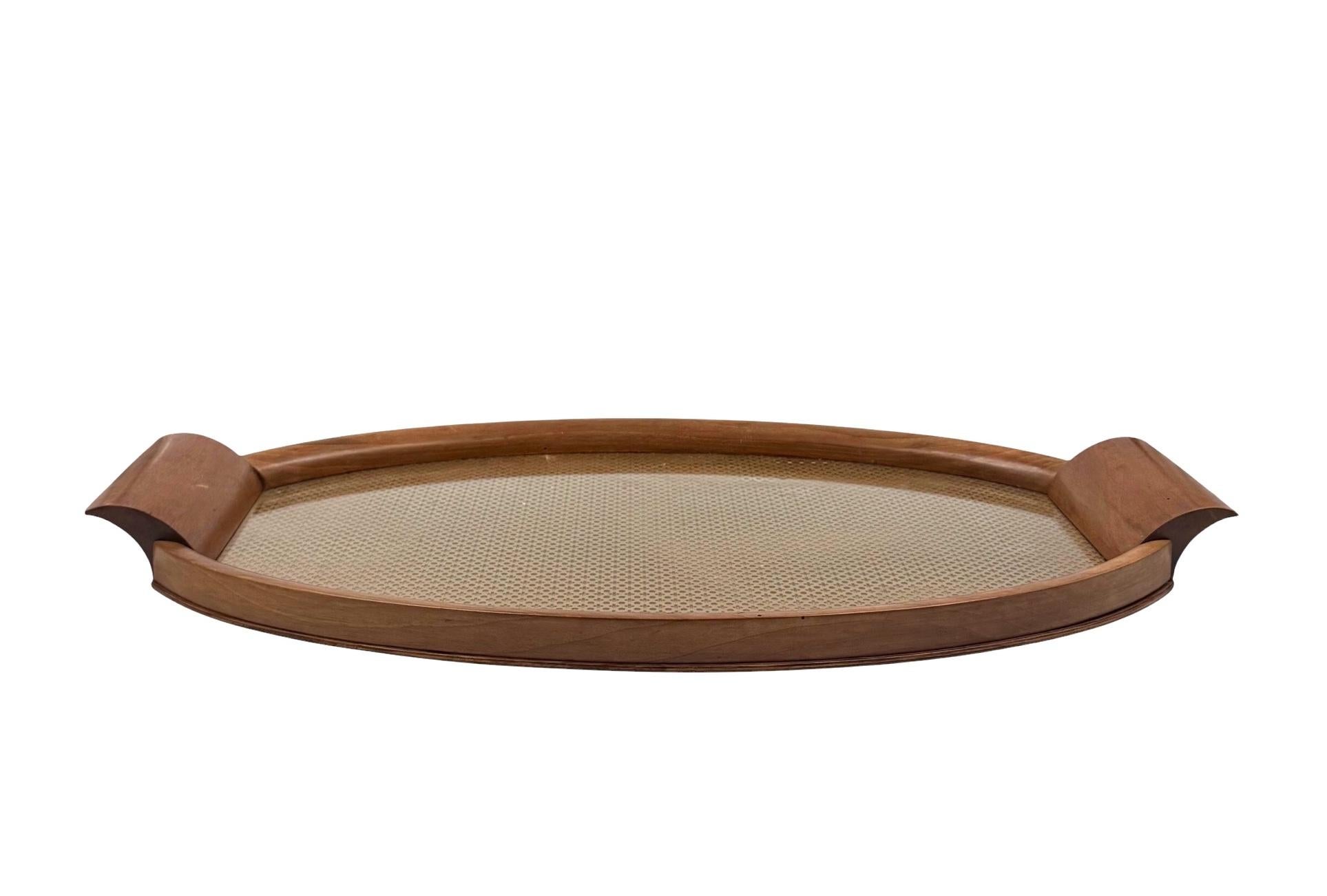Mid-century wood and brass tray, Italy 1950s For Sale 6
