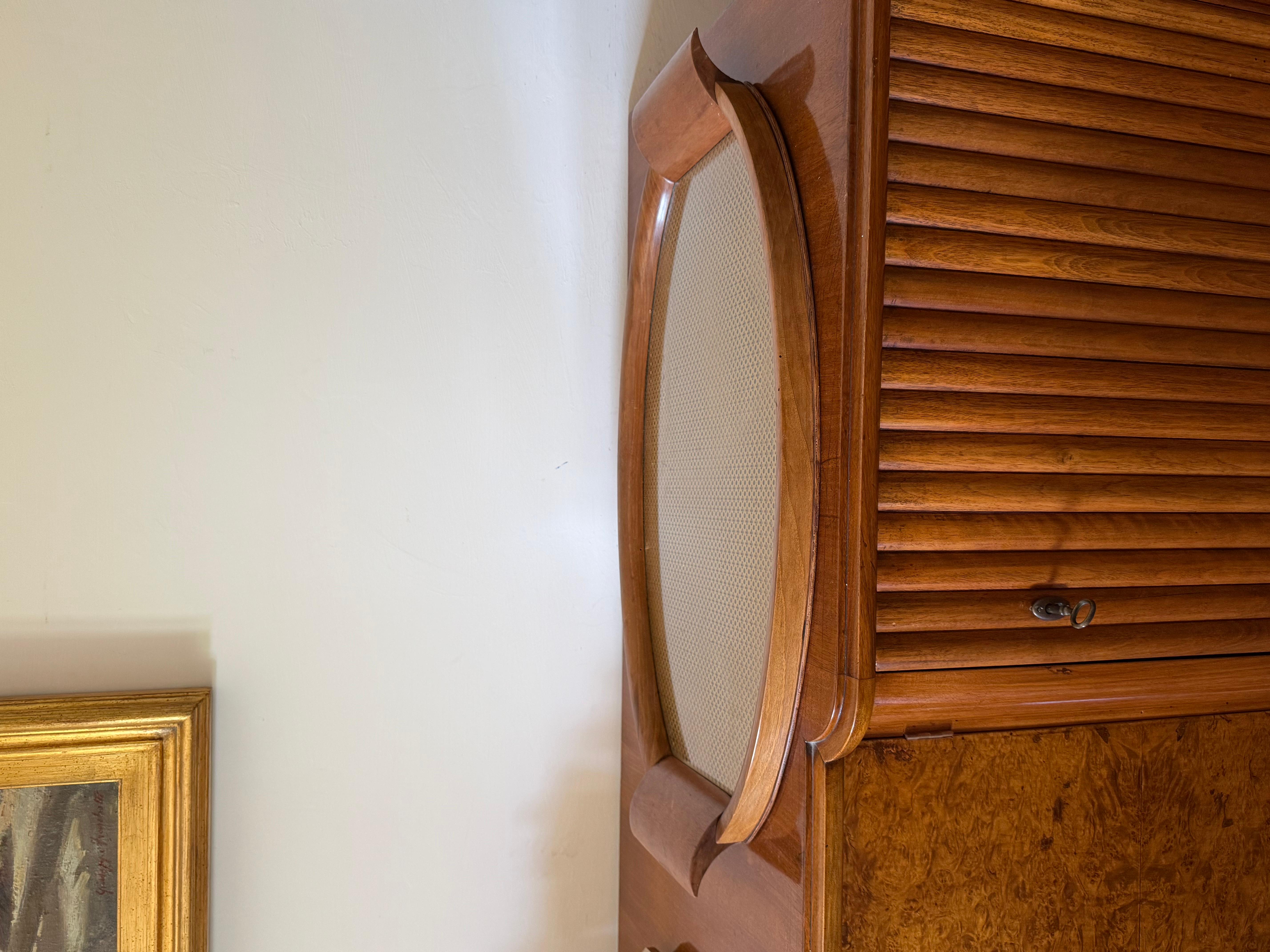 Mid-Century Modern Mid-century wood and brass tray, Italy 1950s For Sale