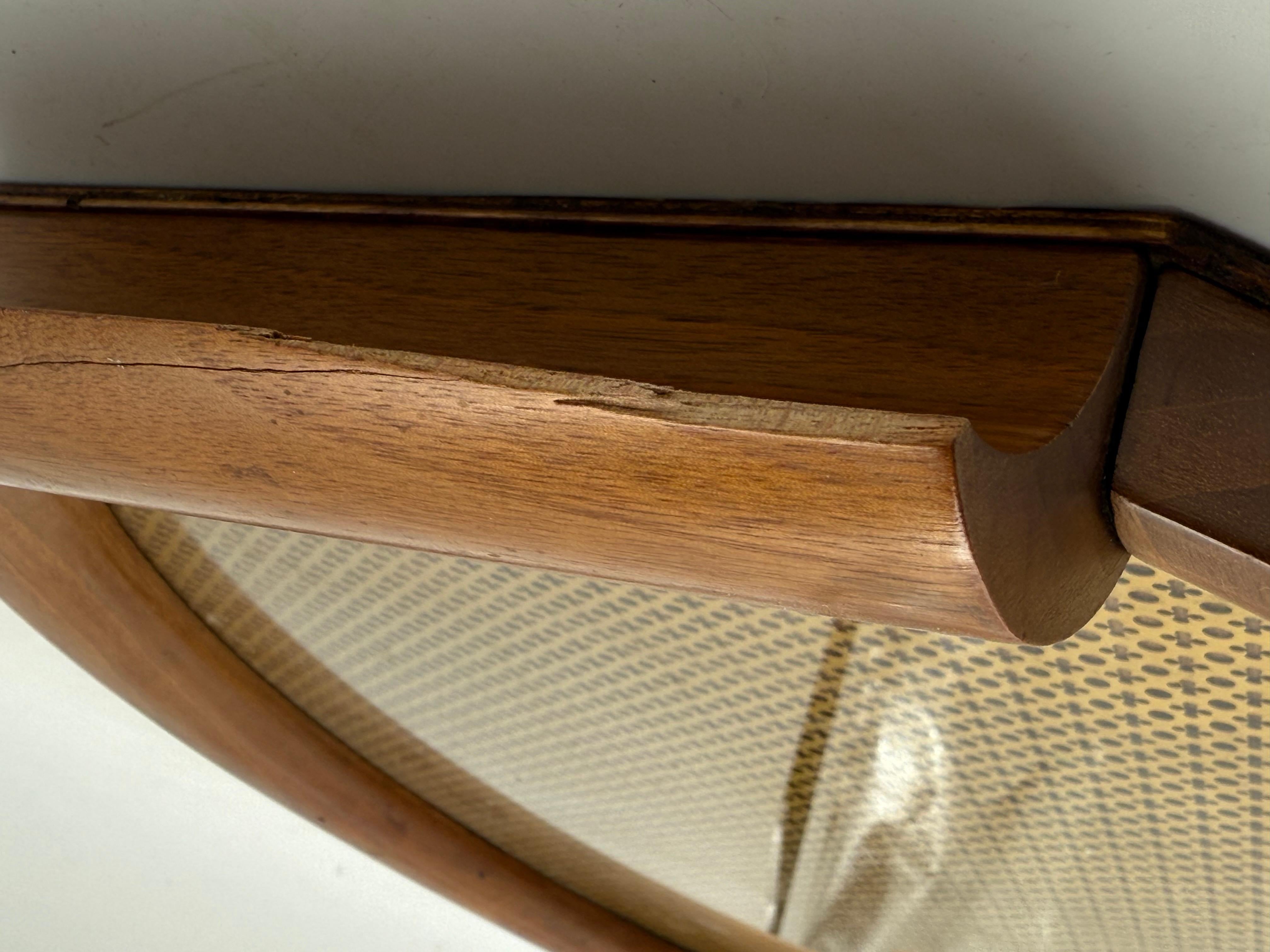 Italian Mid-century wood and brass tray, Italy 1950s For Sale
