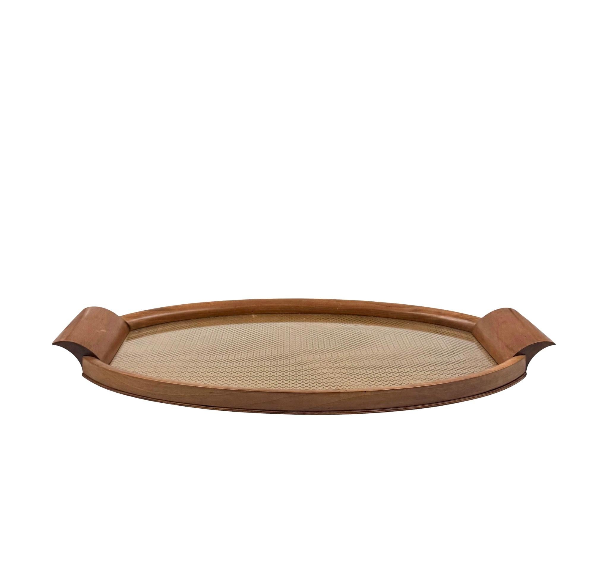 Mid-century wood and brass tray, Italy 1950s In Good Condition For Sale In Firenze, IT