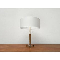 Mid-Century Wood and Brass Tripod Table Lamp, 1960s