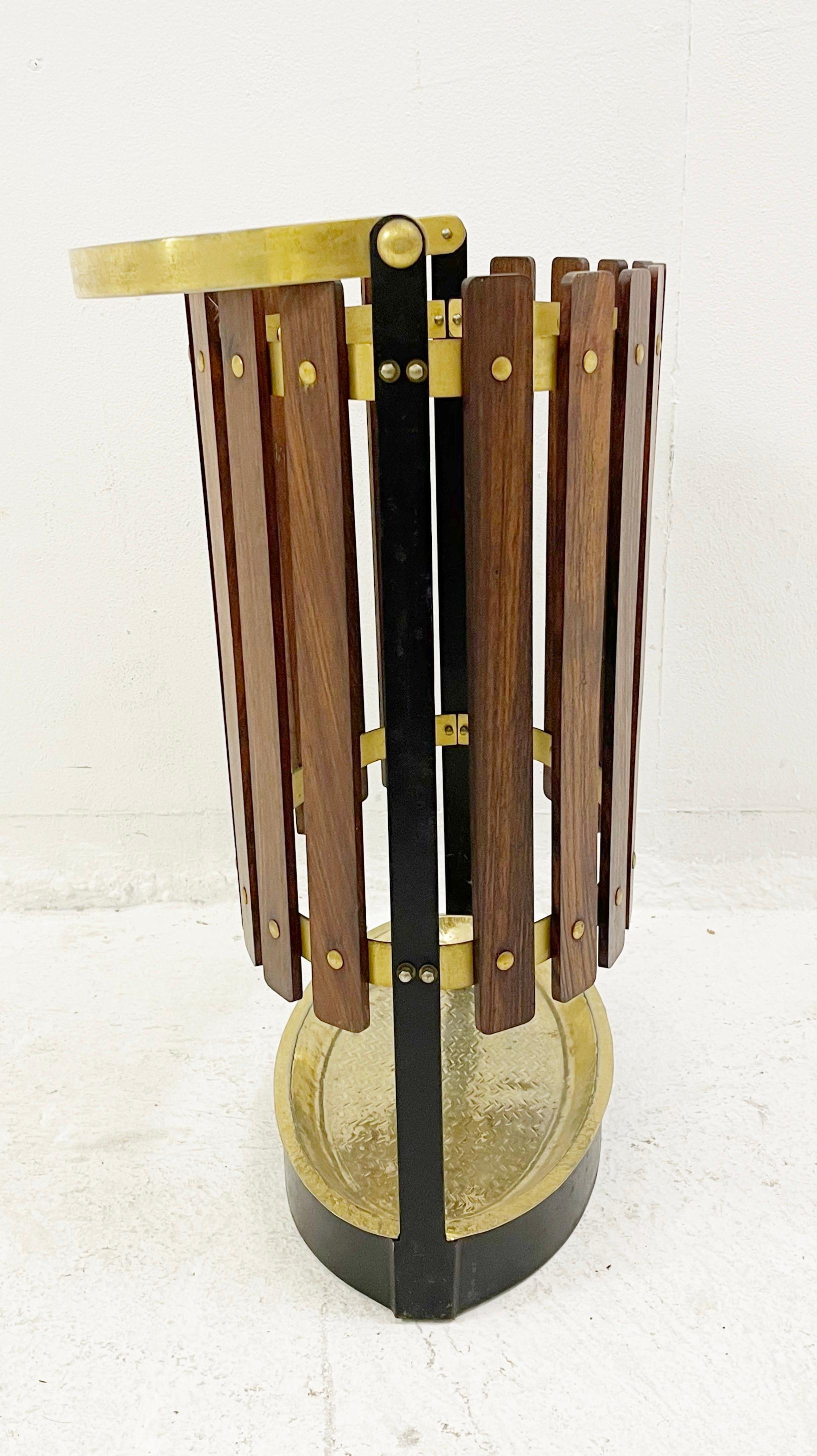Mid-Century Wood and Brass Umbrella Stand, Italy 1950s For Sale 3
